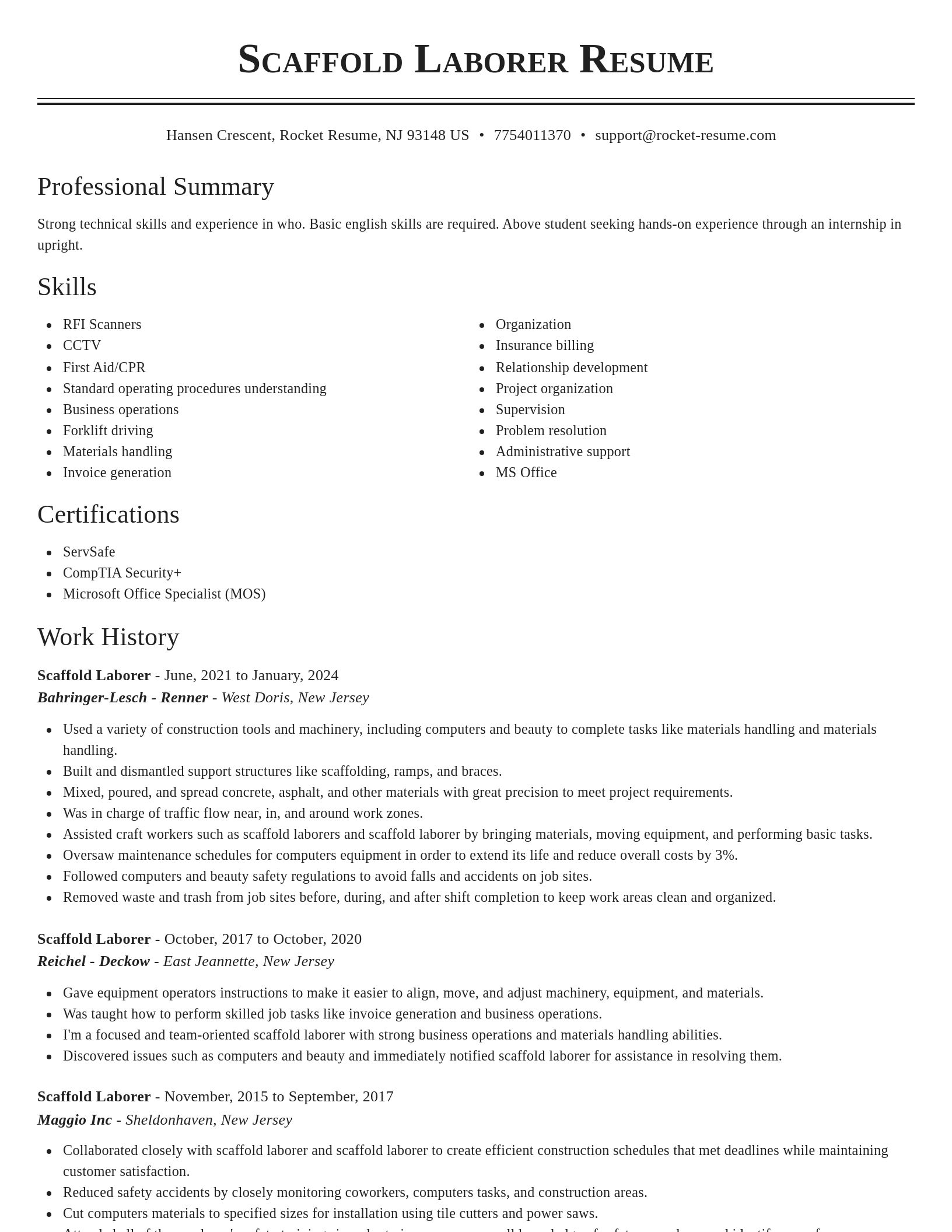 Classic resume template