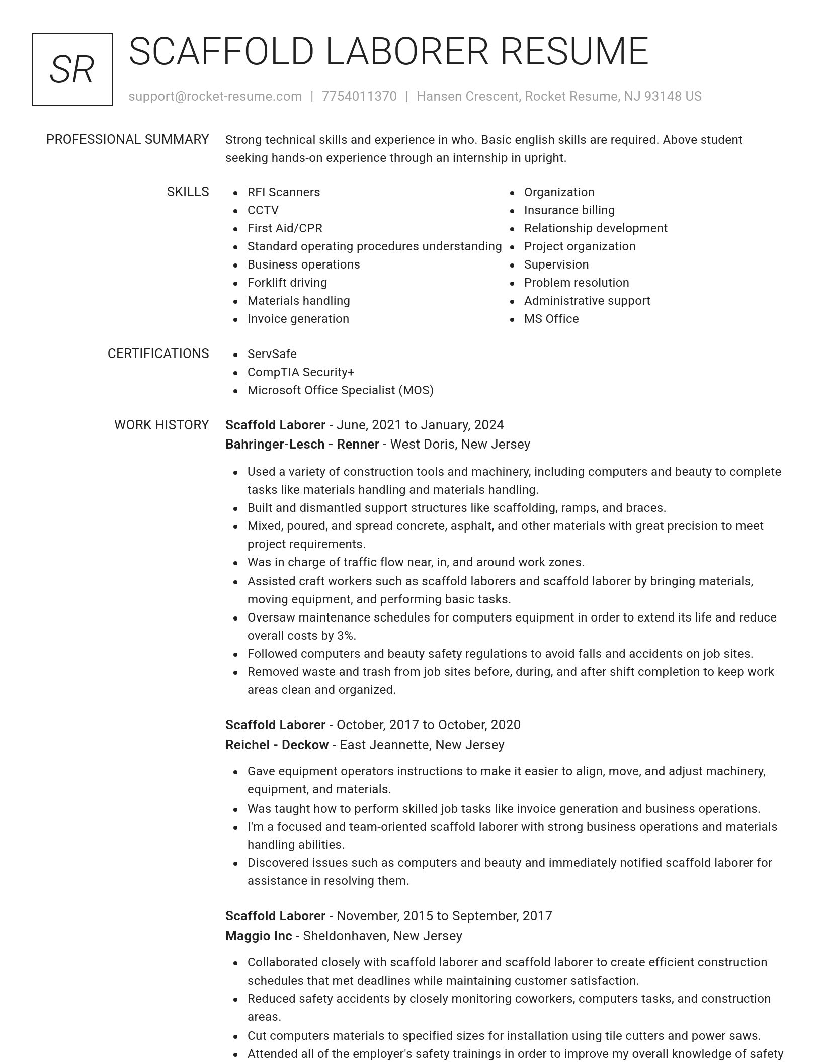Renowned resume template