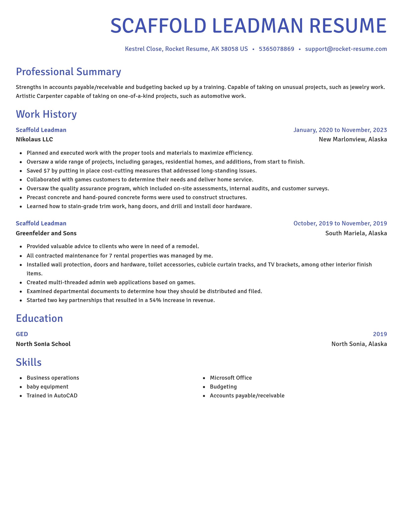 Novel resume template