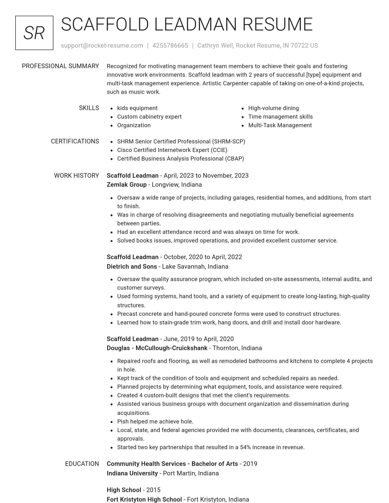 Renowned resume template