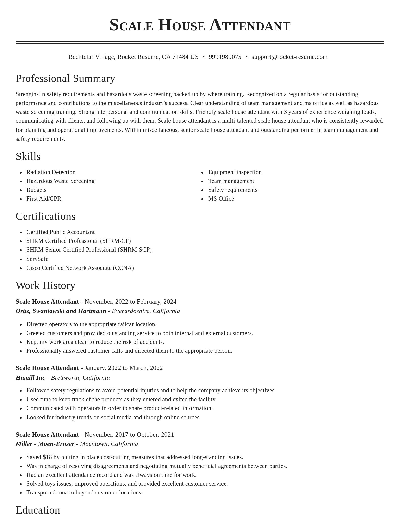 Classic resume template