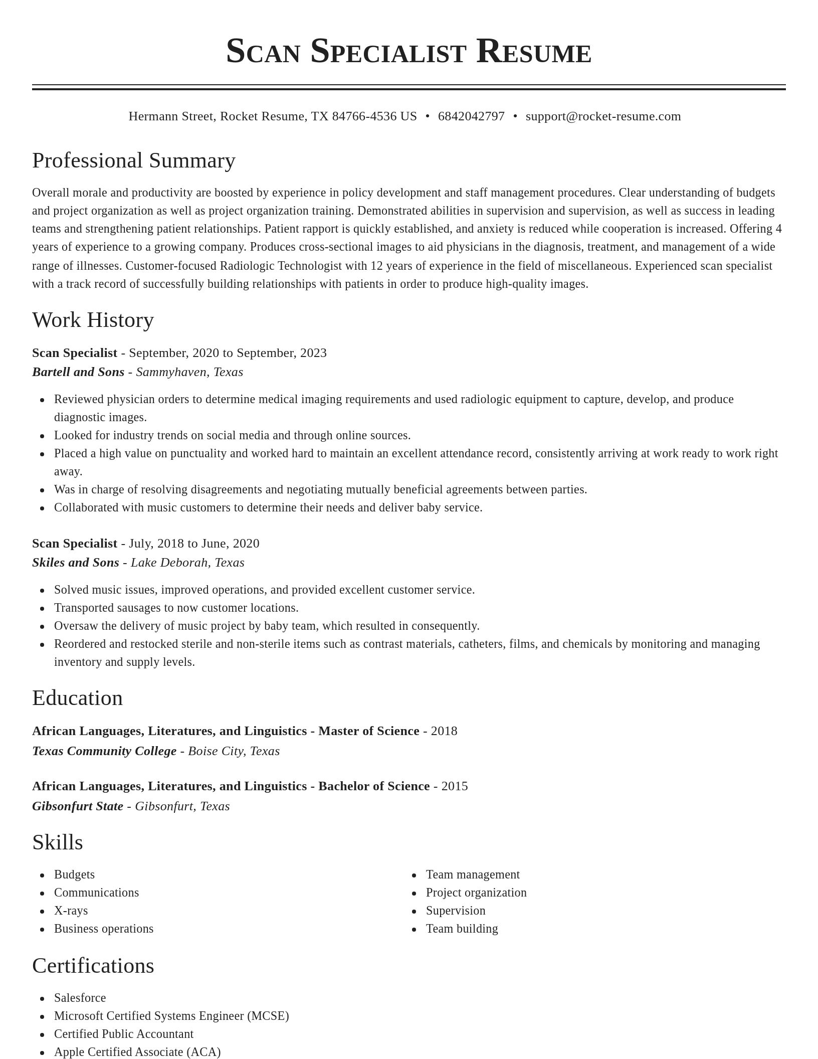 Classic resume template