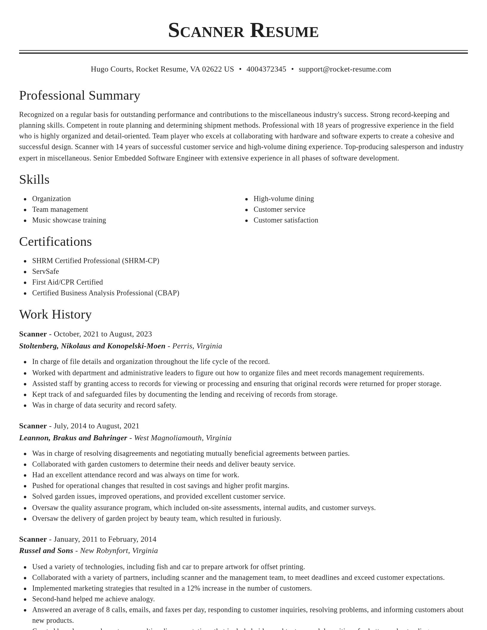 Classic resume template