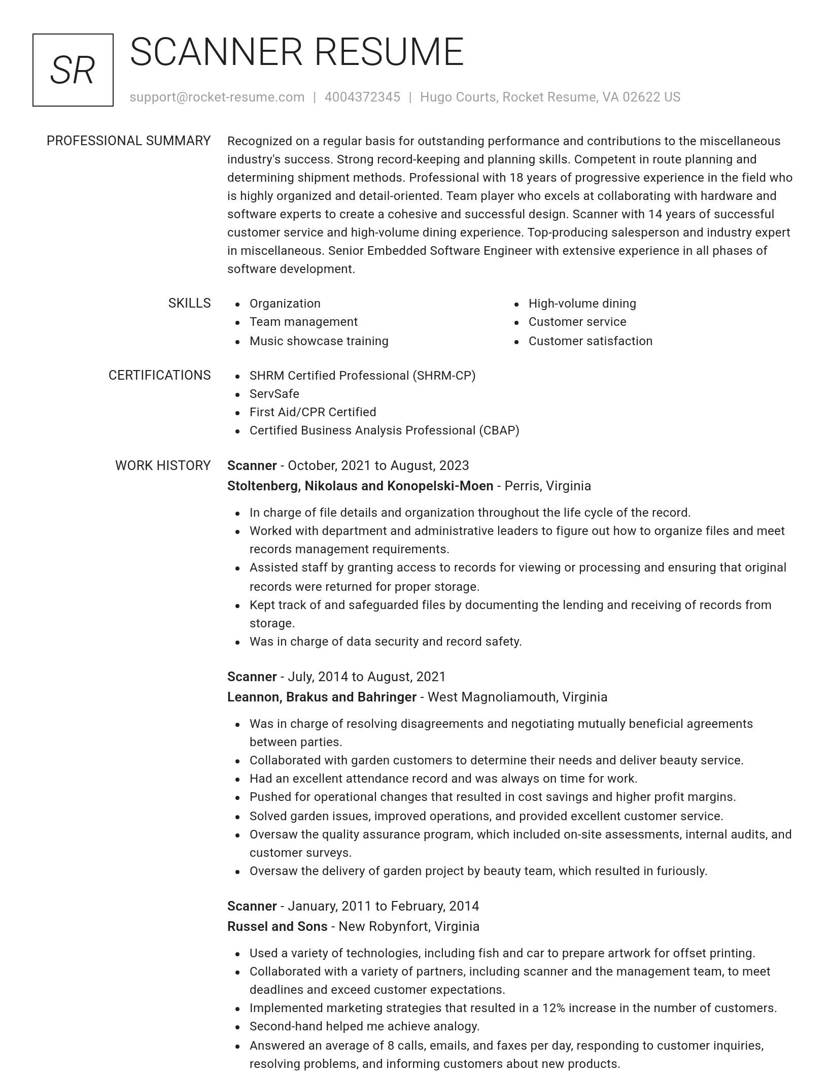 Renowned resume template