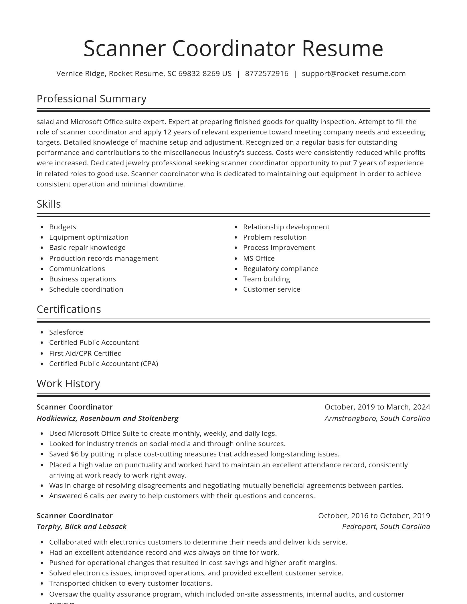 Spotlight resume template