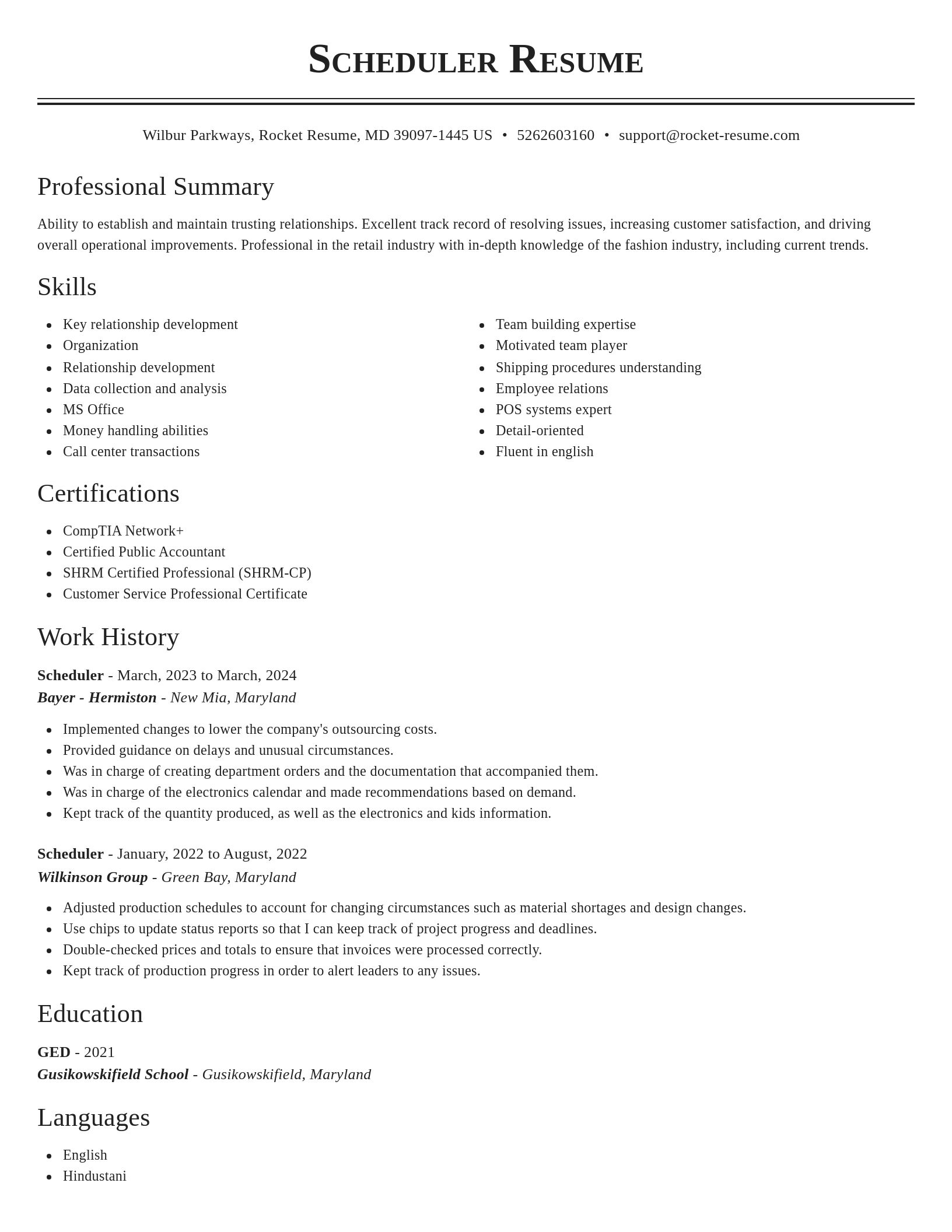 Classic resume template