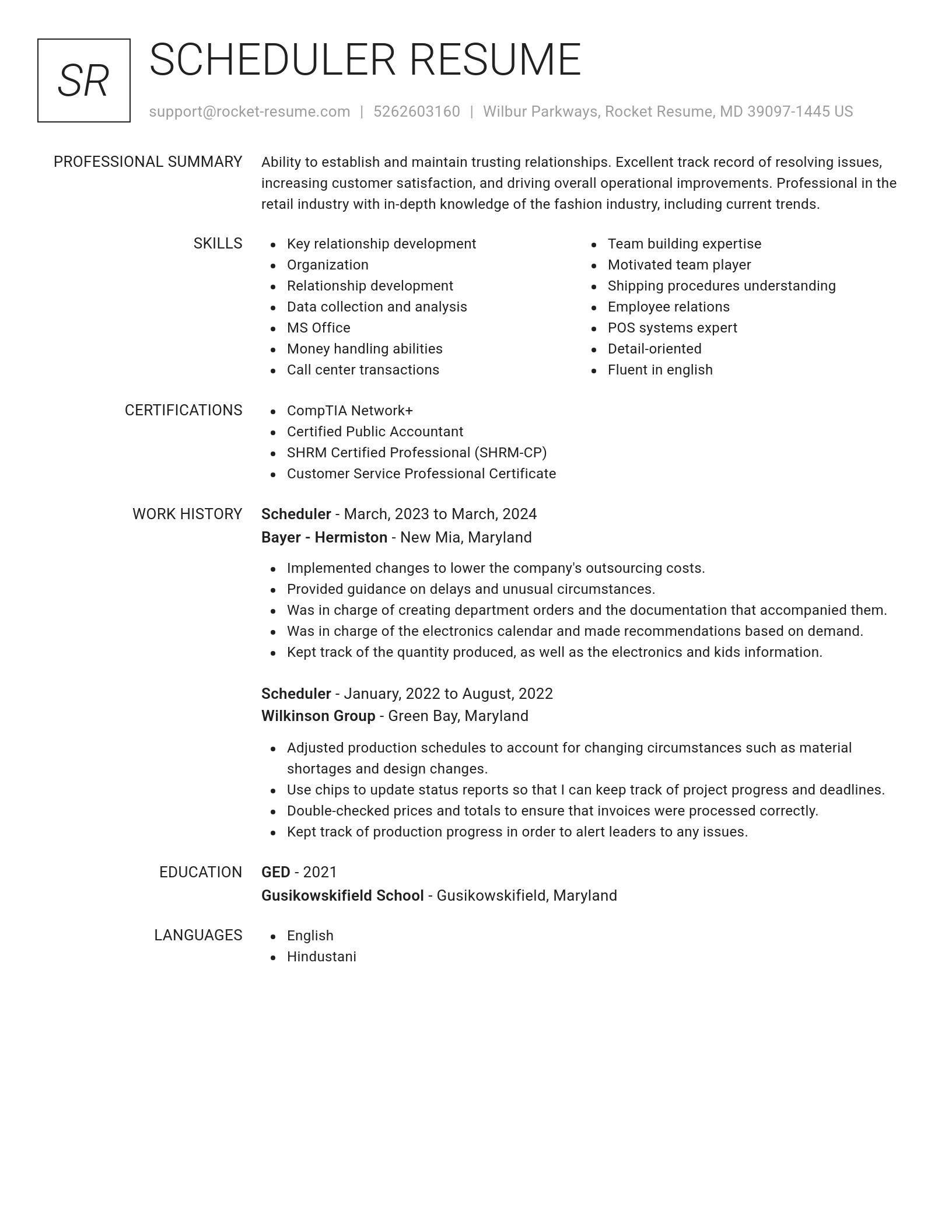 Renowned resume template