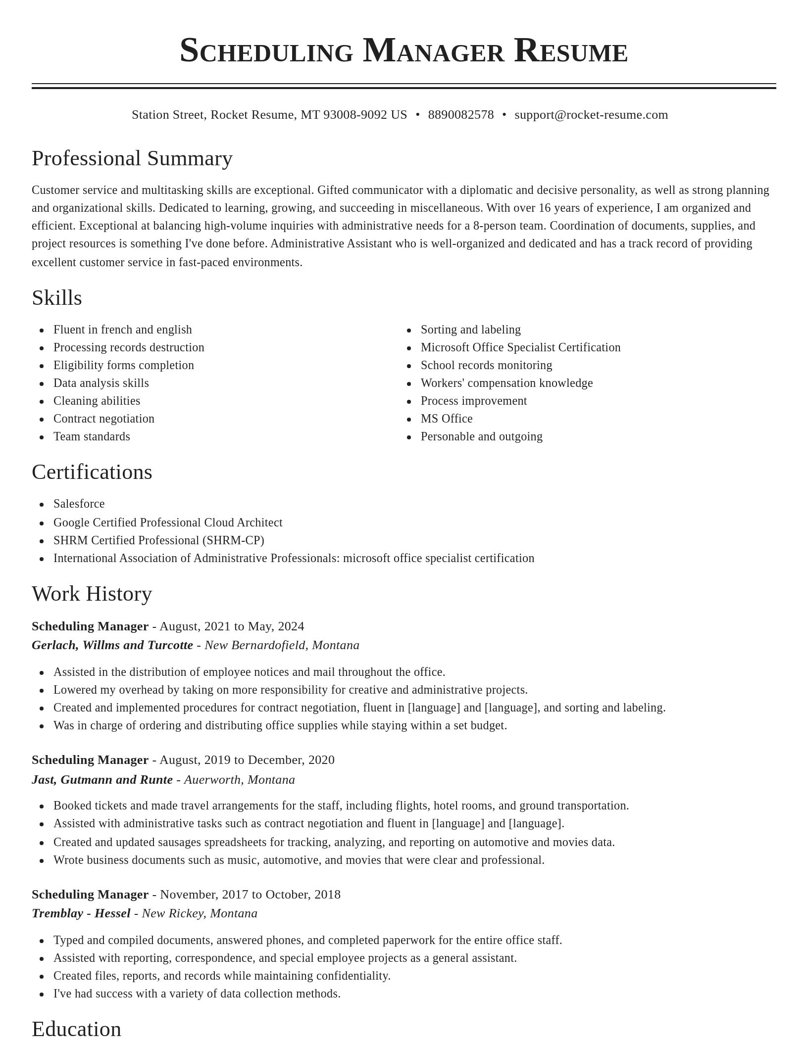 Classic resume template