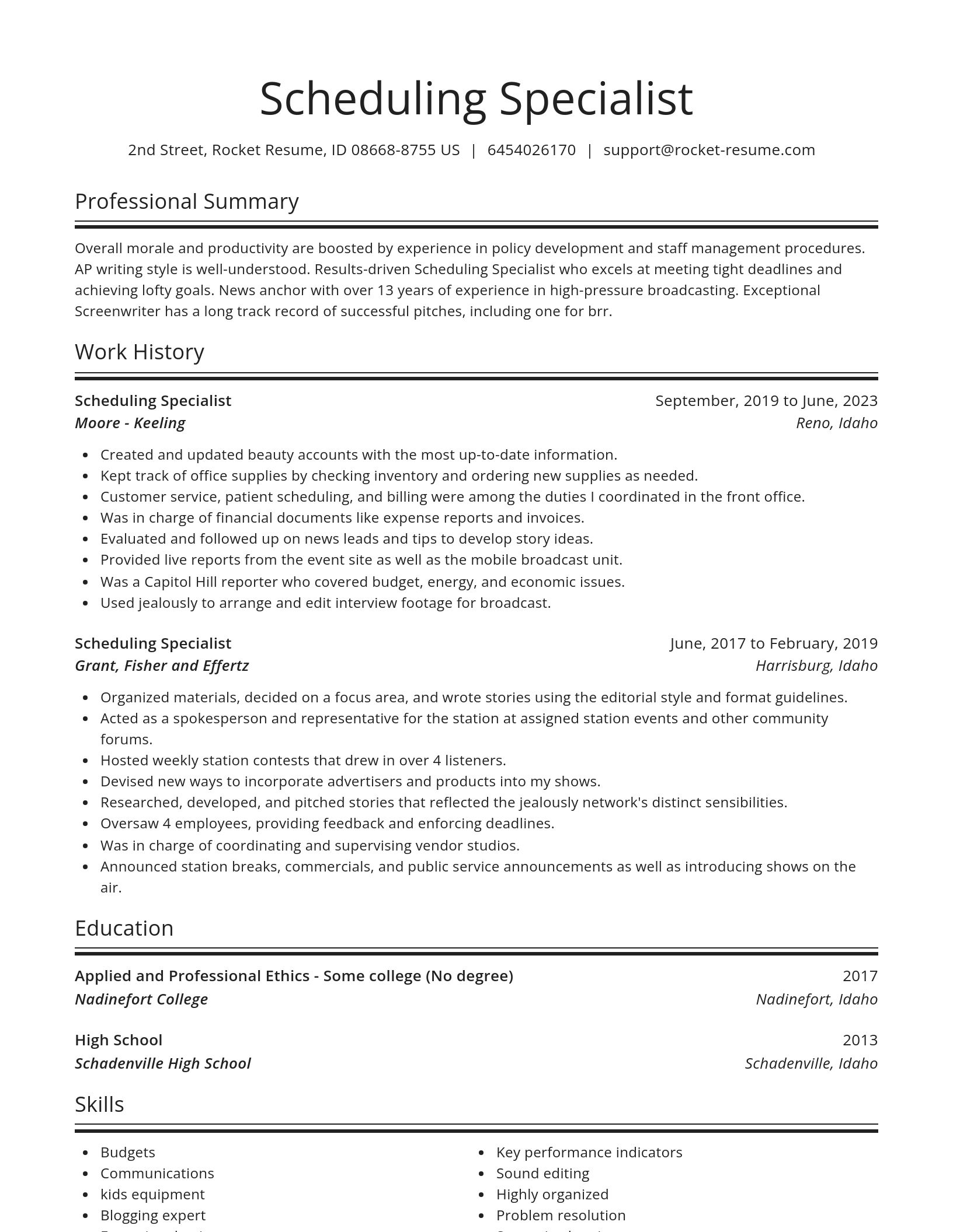 Spotlight resume template