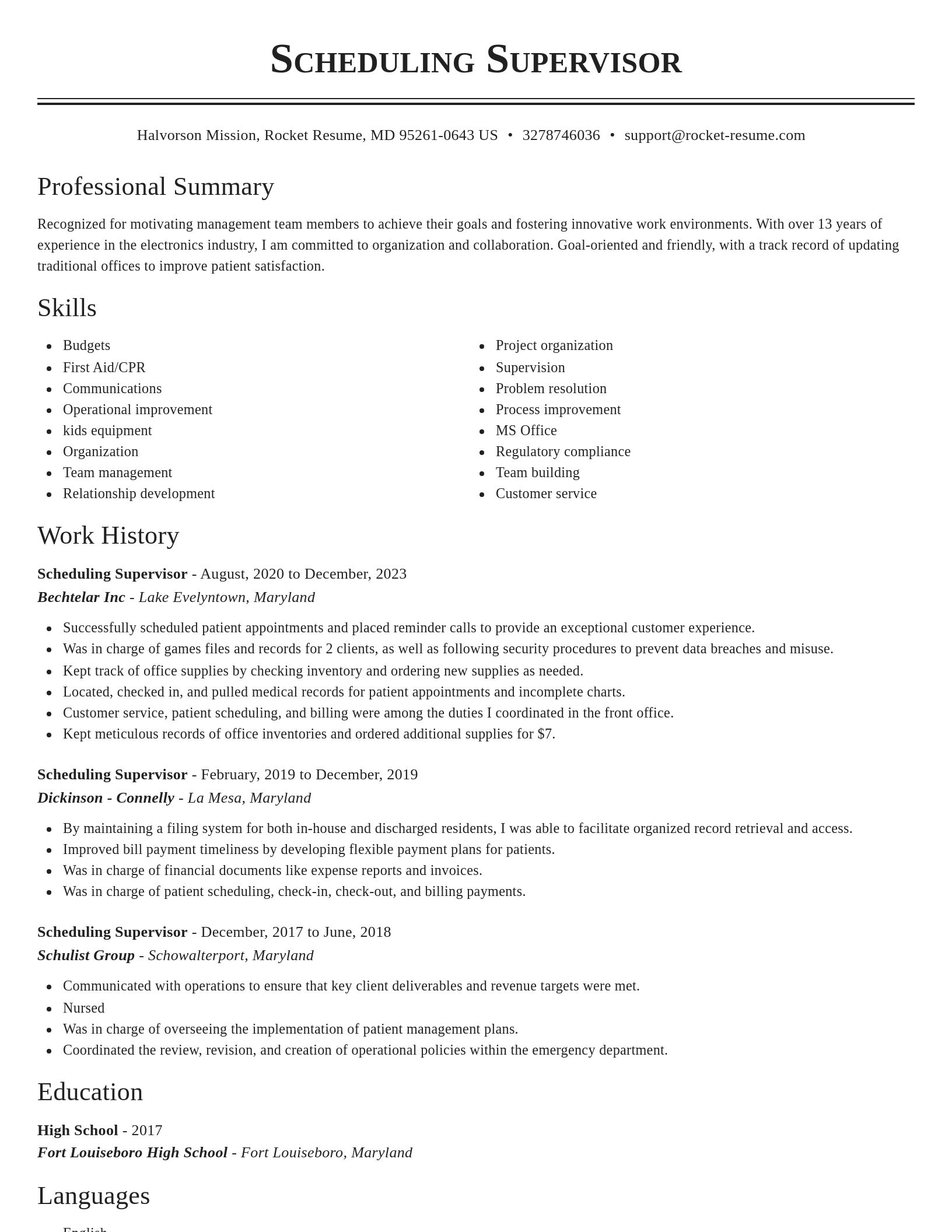 Classic resume template