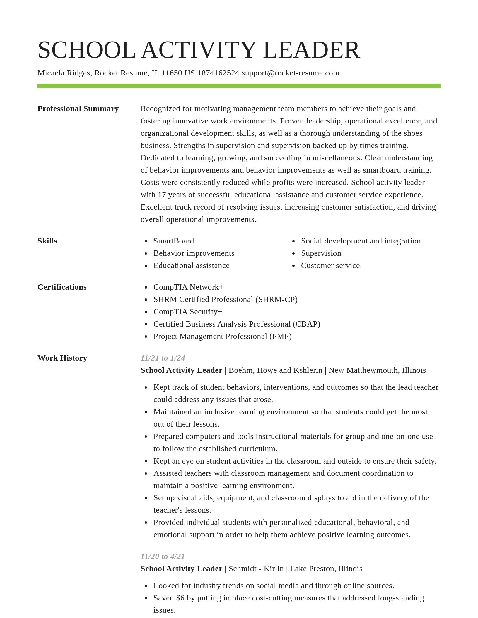 Smart resume template