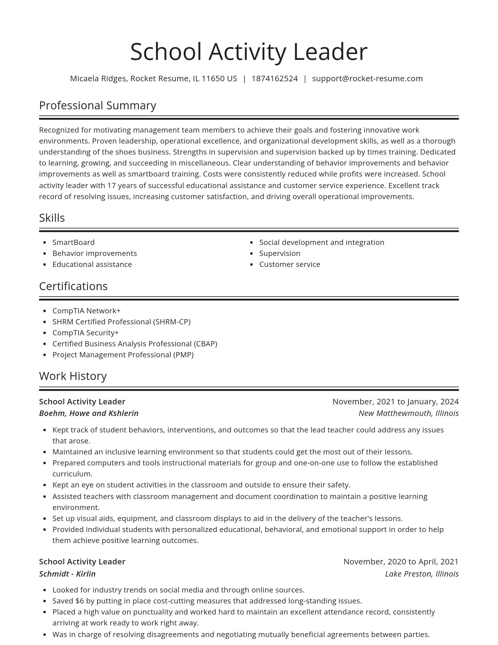 Spotlight resume template
