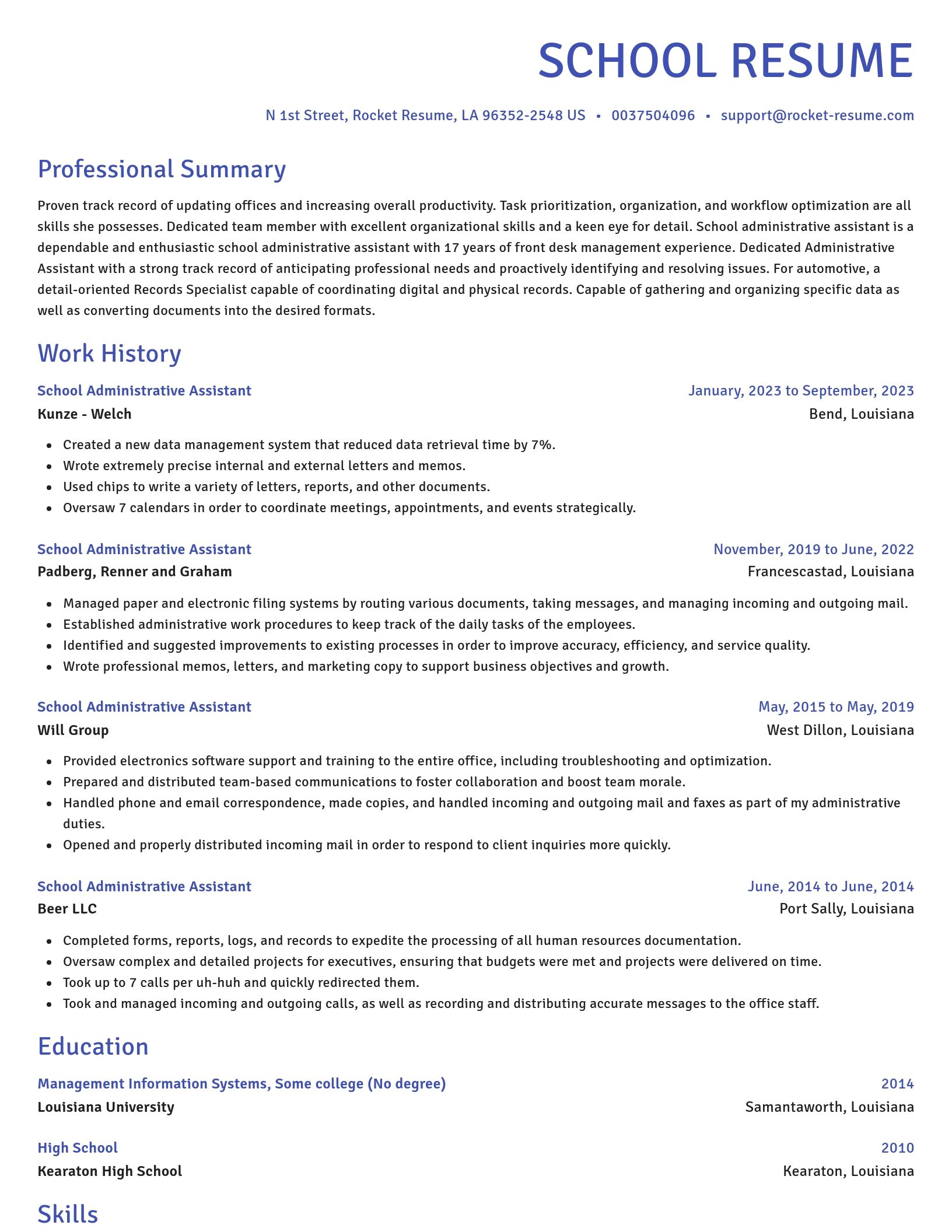 Novel resume template