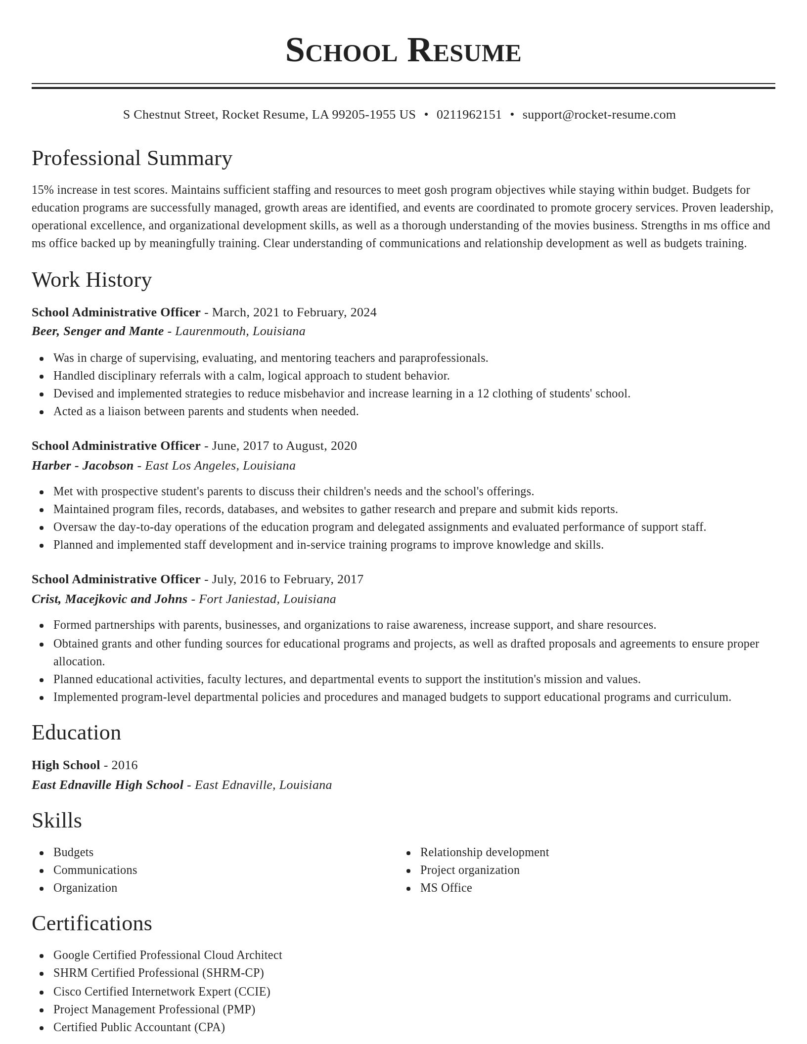 Classic resume template