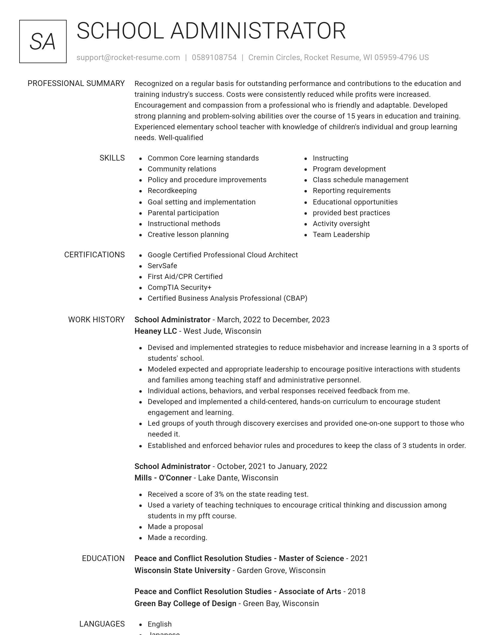 Renowned resume template