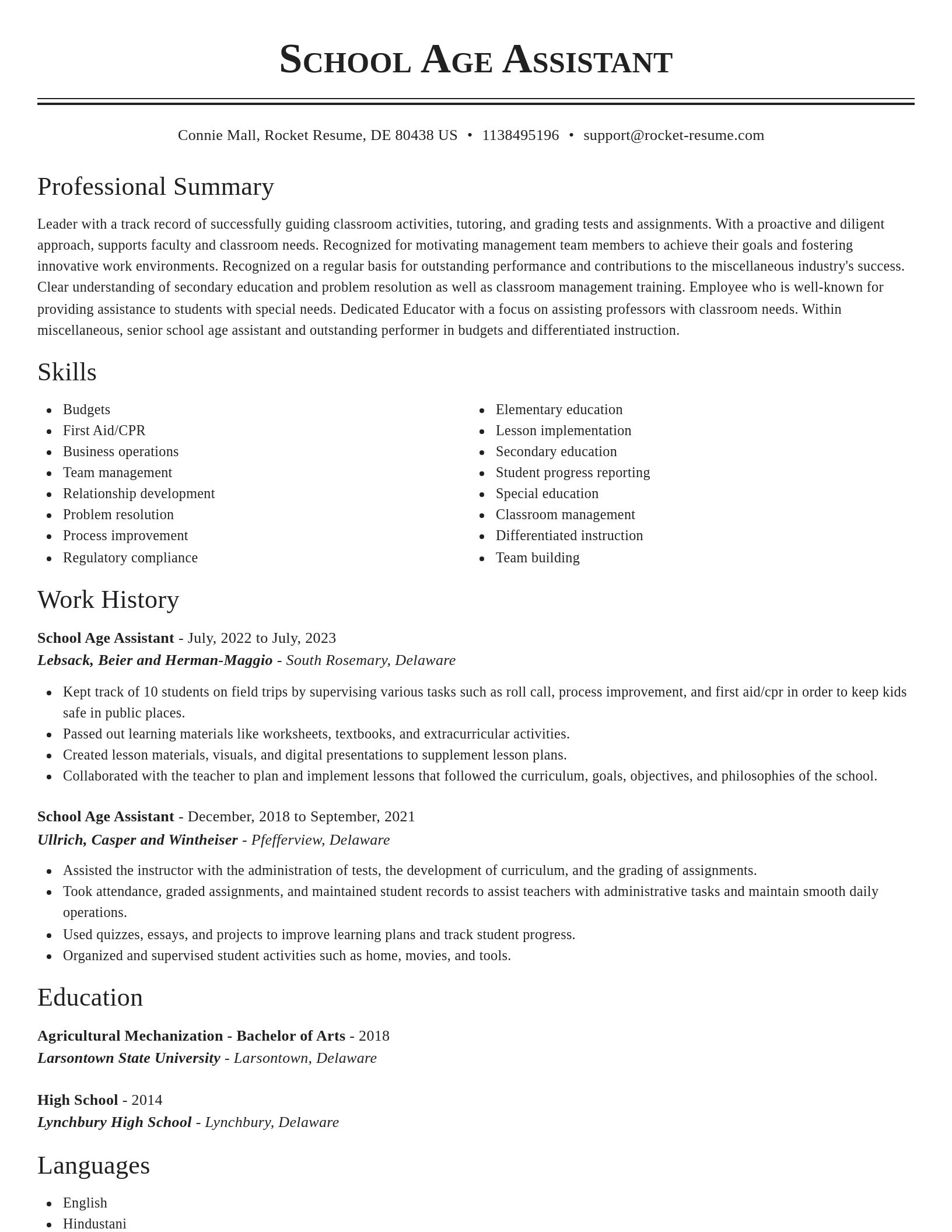 Classic resume template