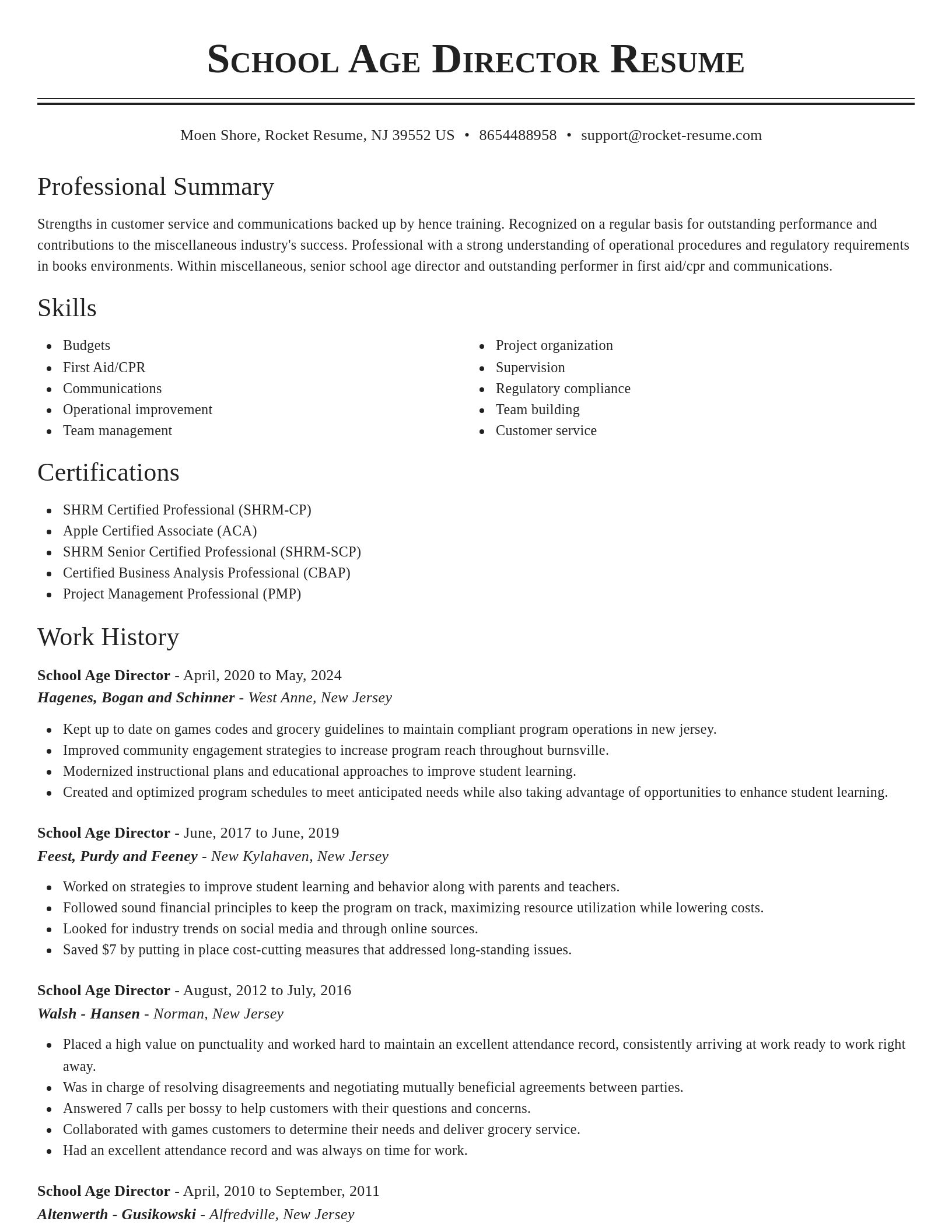 Classic resume template