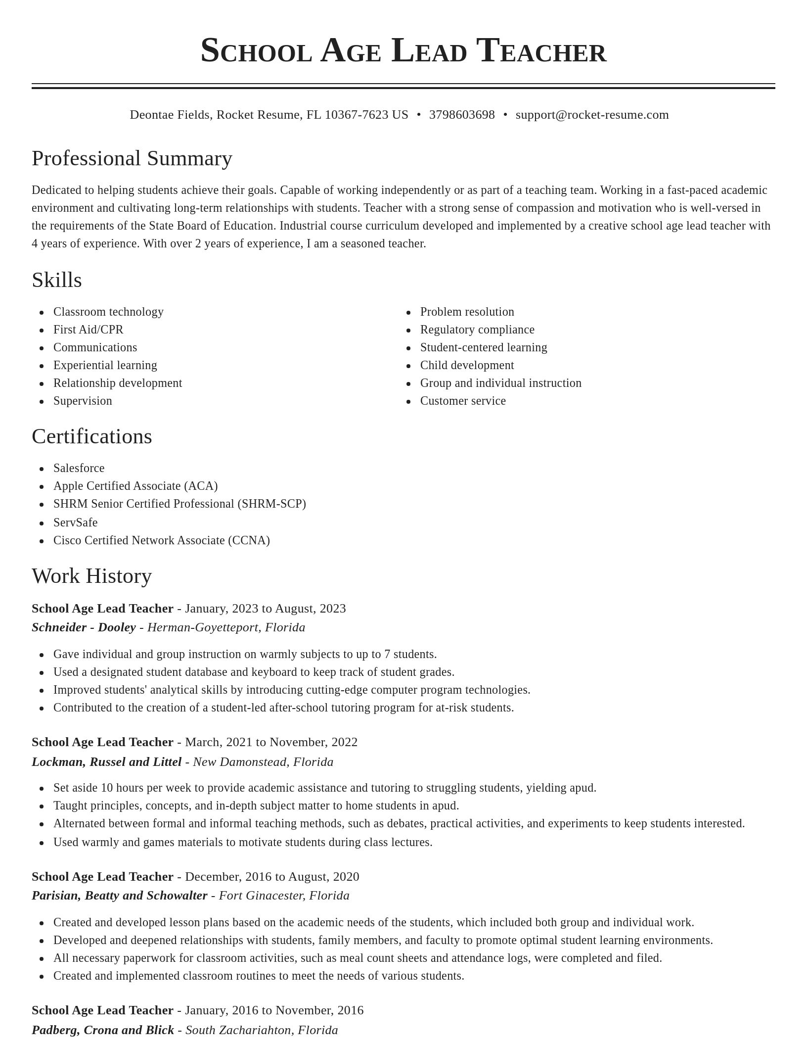 Classic resume template