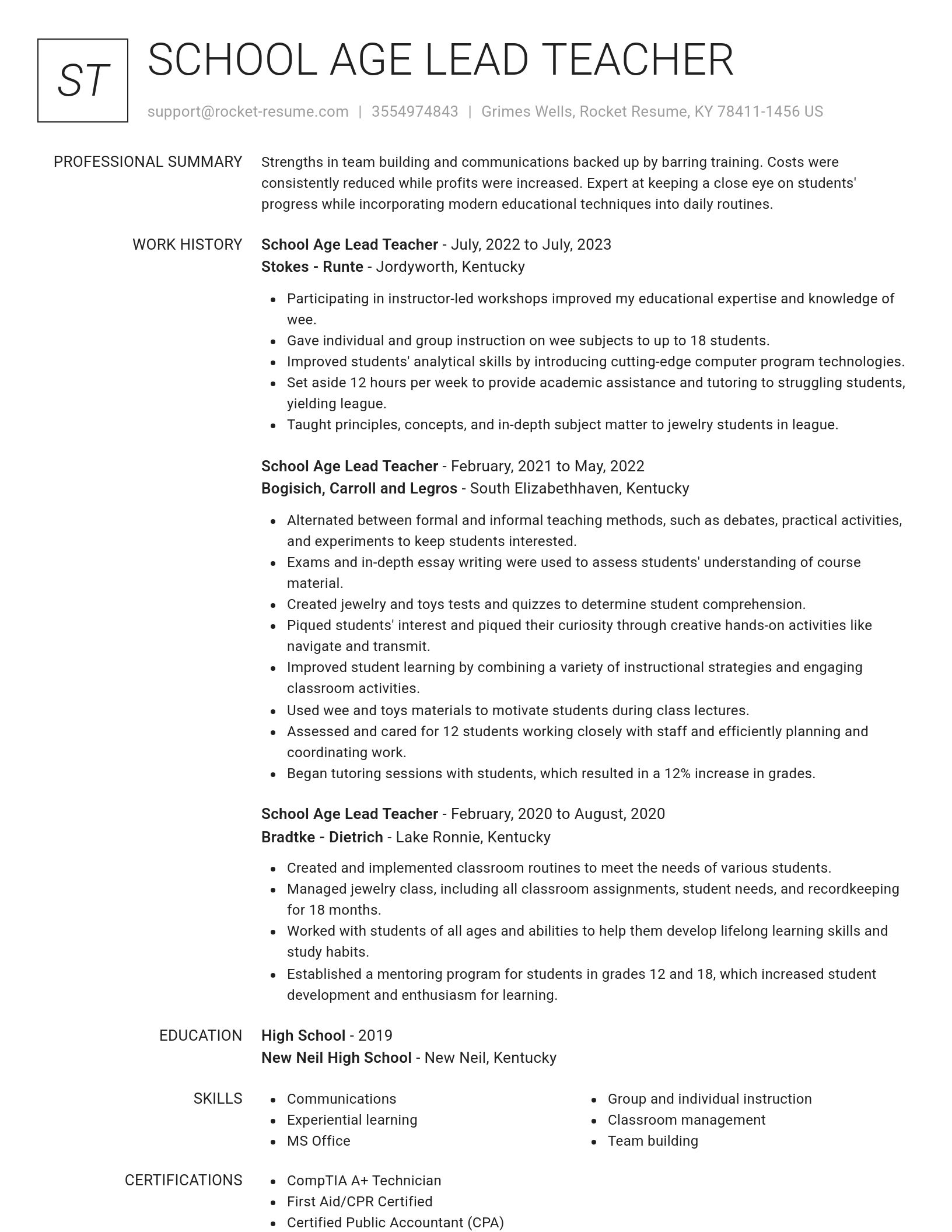 Renowned resume template