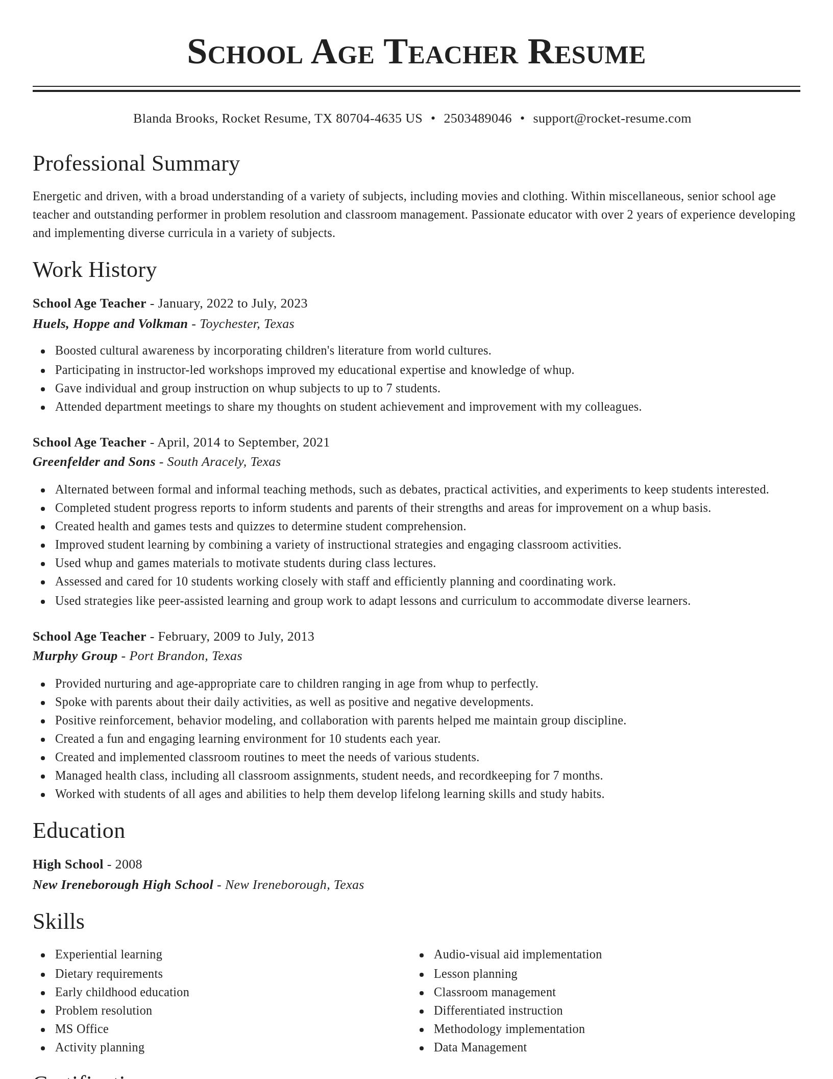 Classic resume template