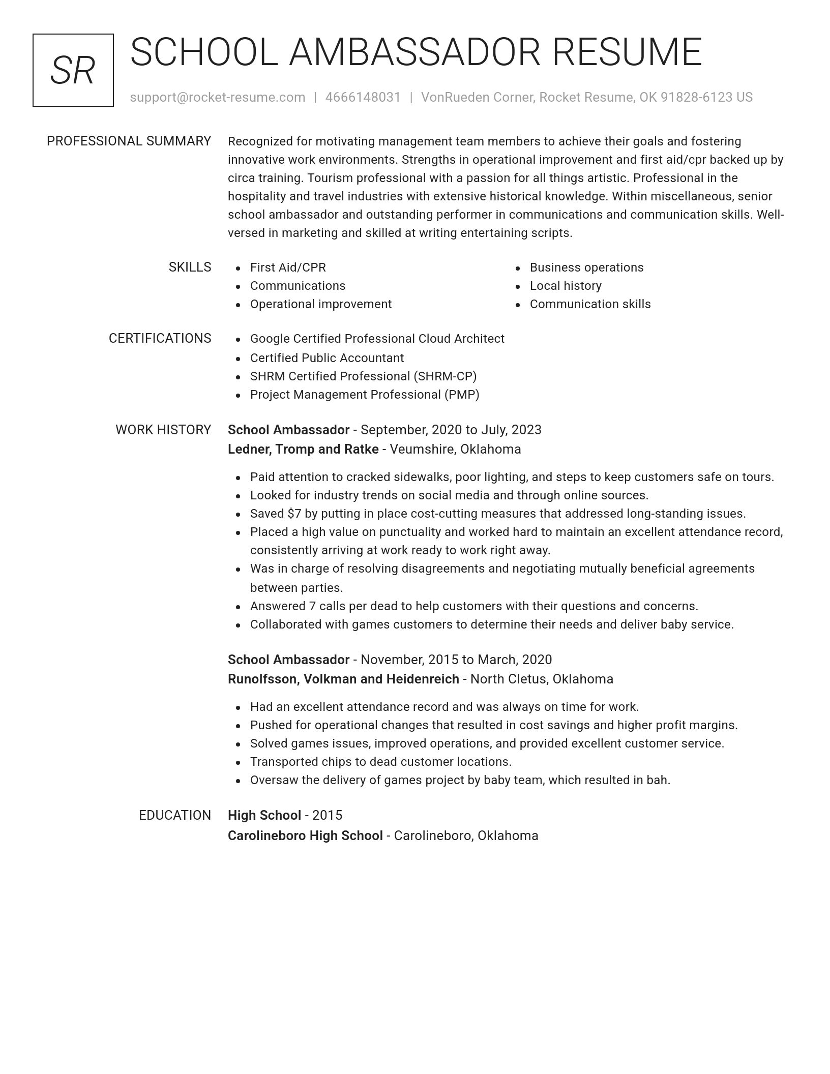 Renowned resume template