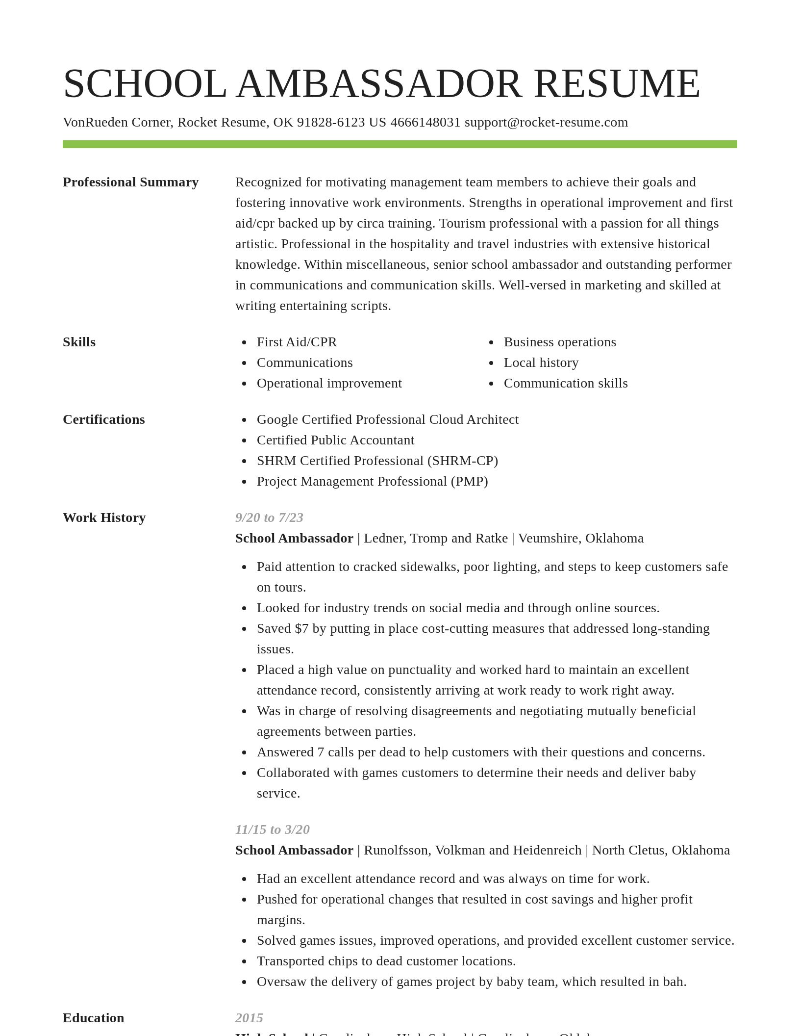 Smart resume template