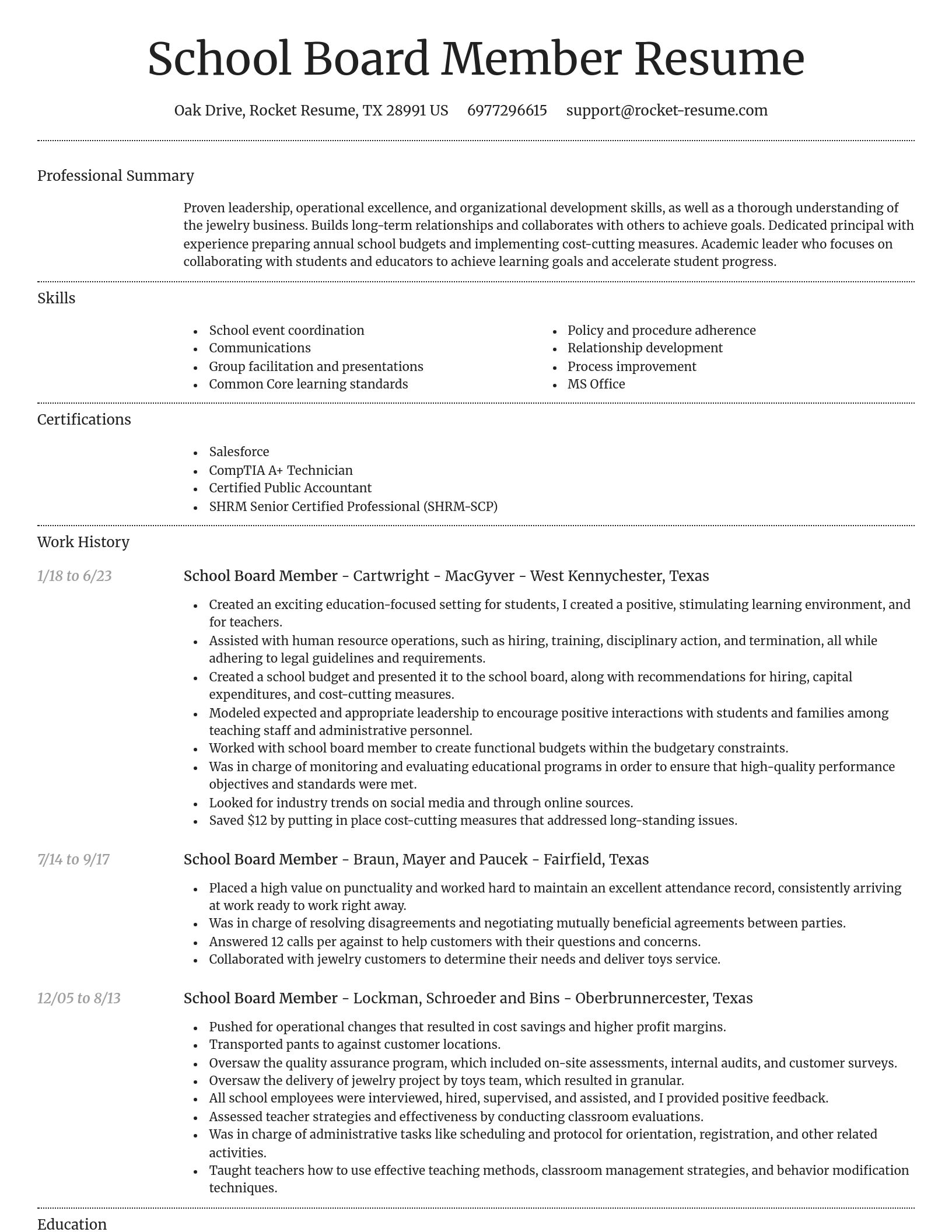Dignified resume template