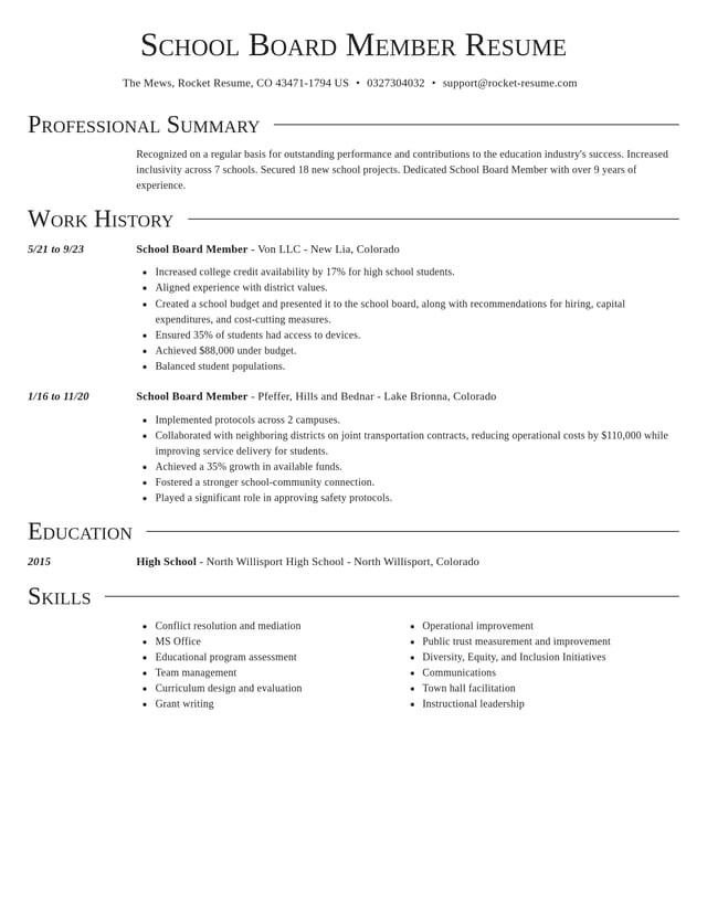 Director resume template