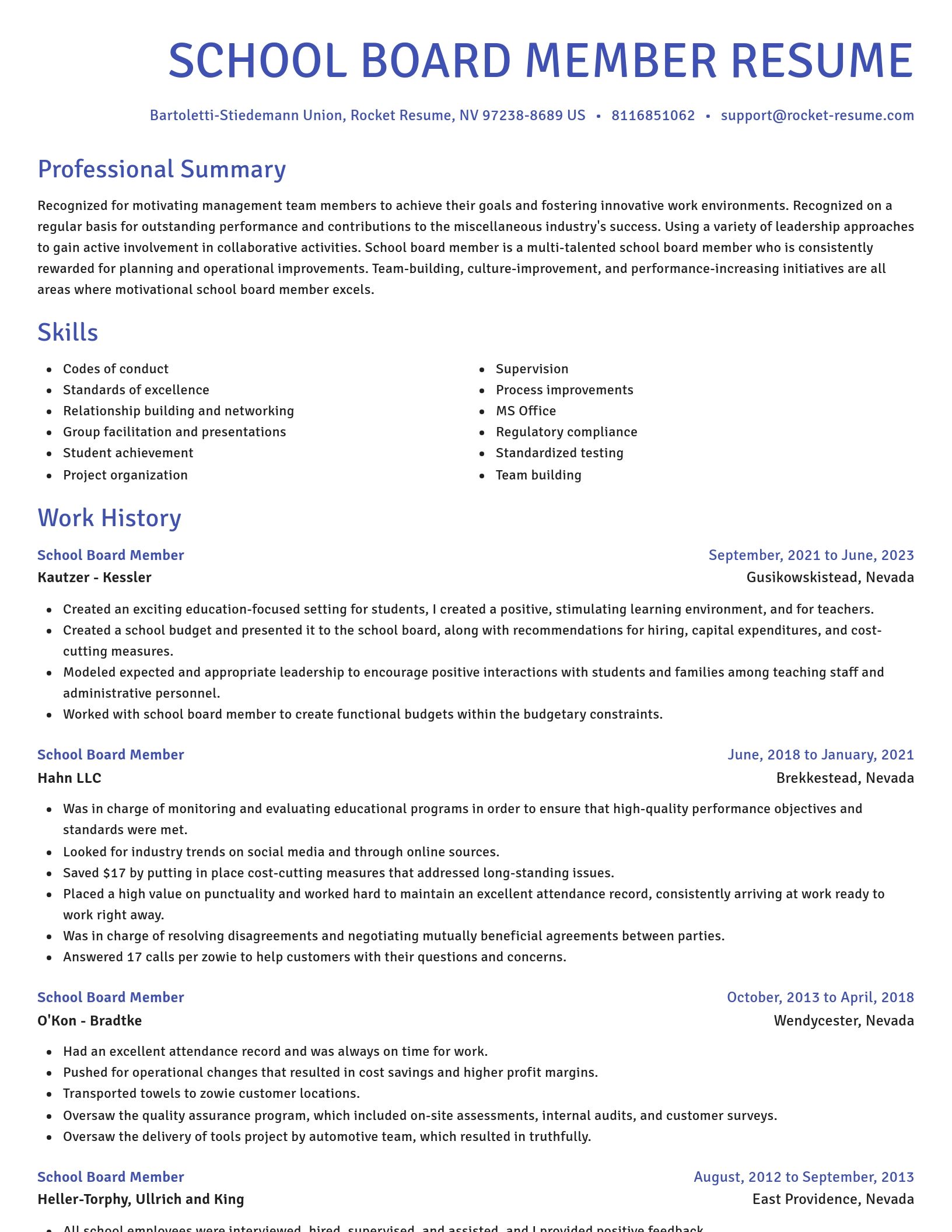 Novel resume template