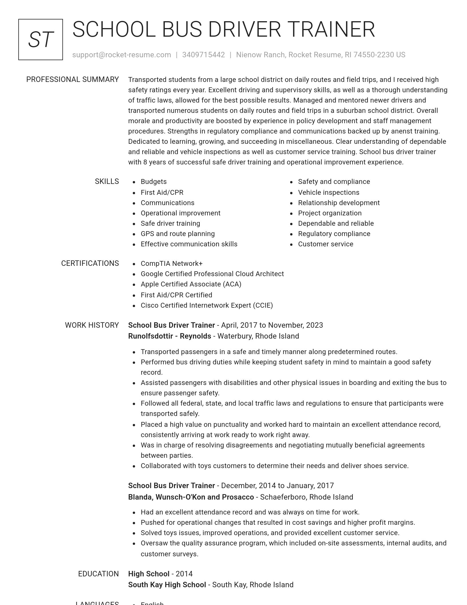 Renowned resume template