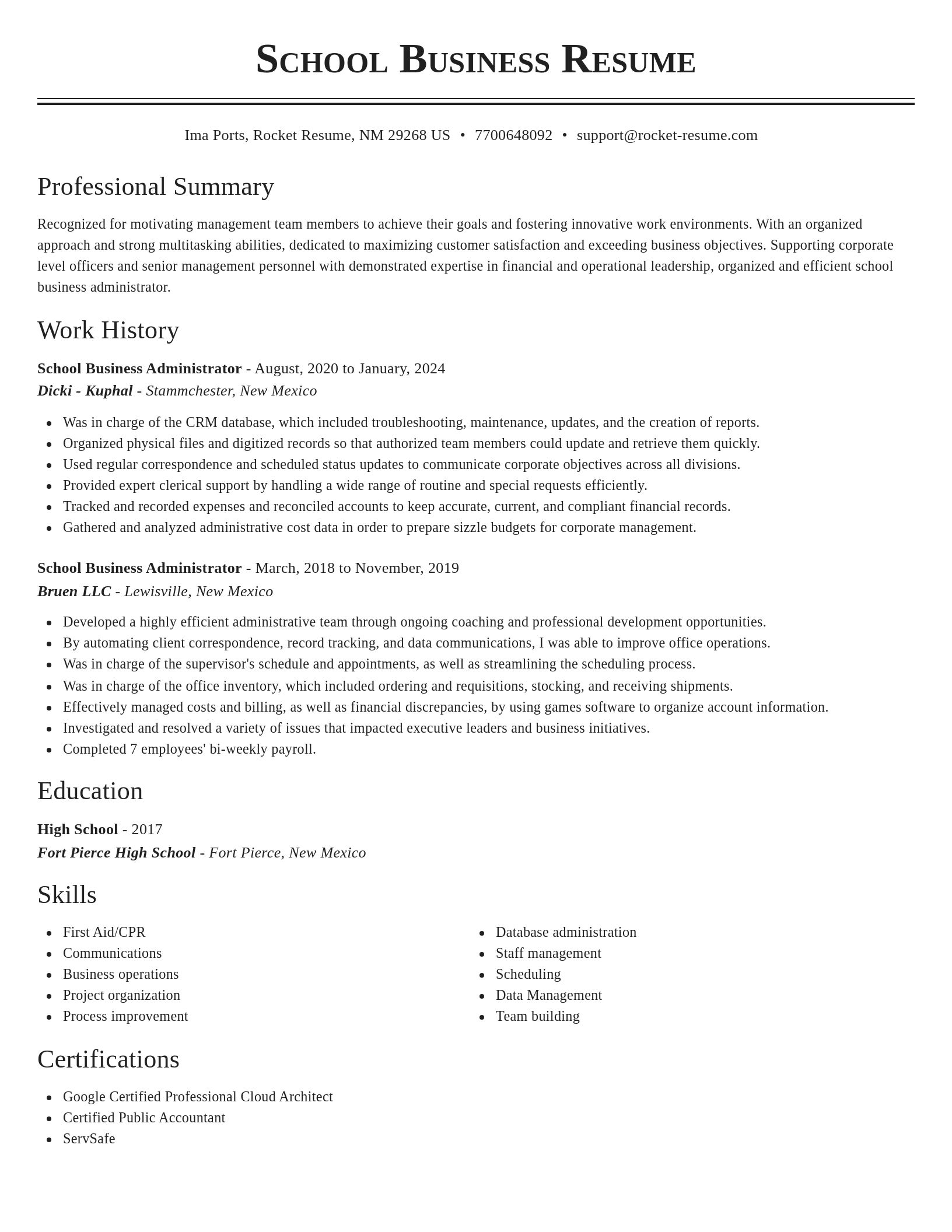 Classic resume template