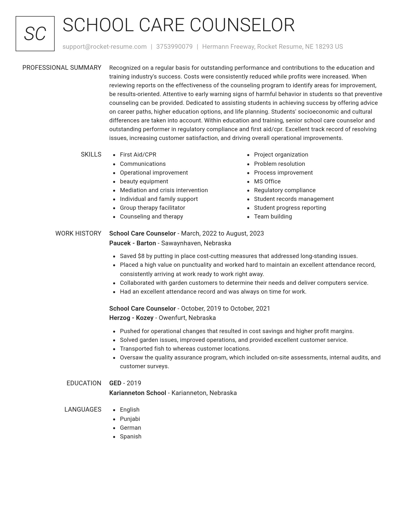 Renowned resume template