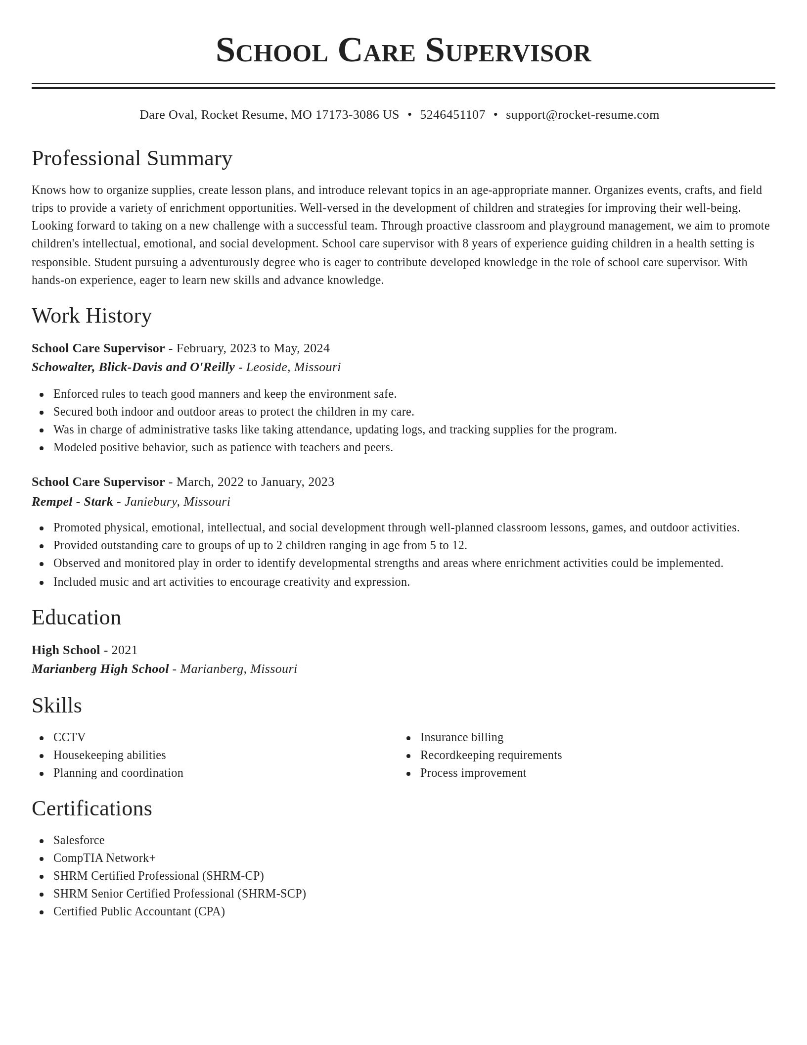 Classic resume template
