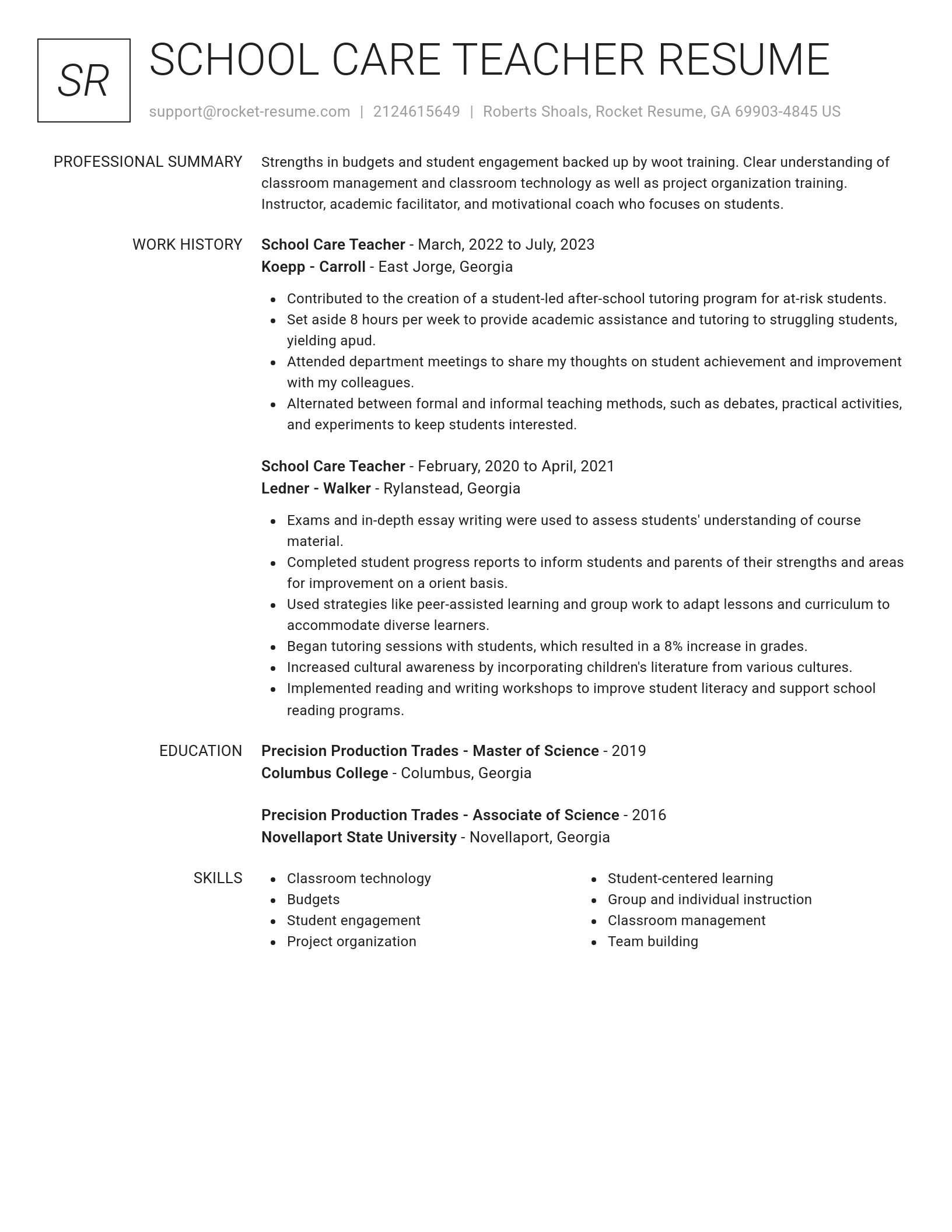 Renowned resume template