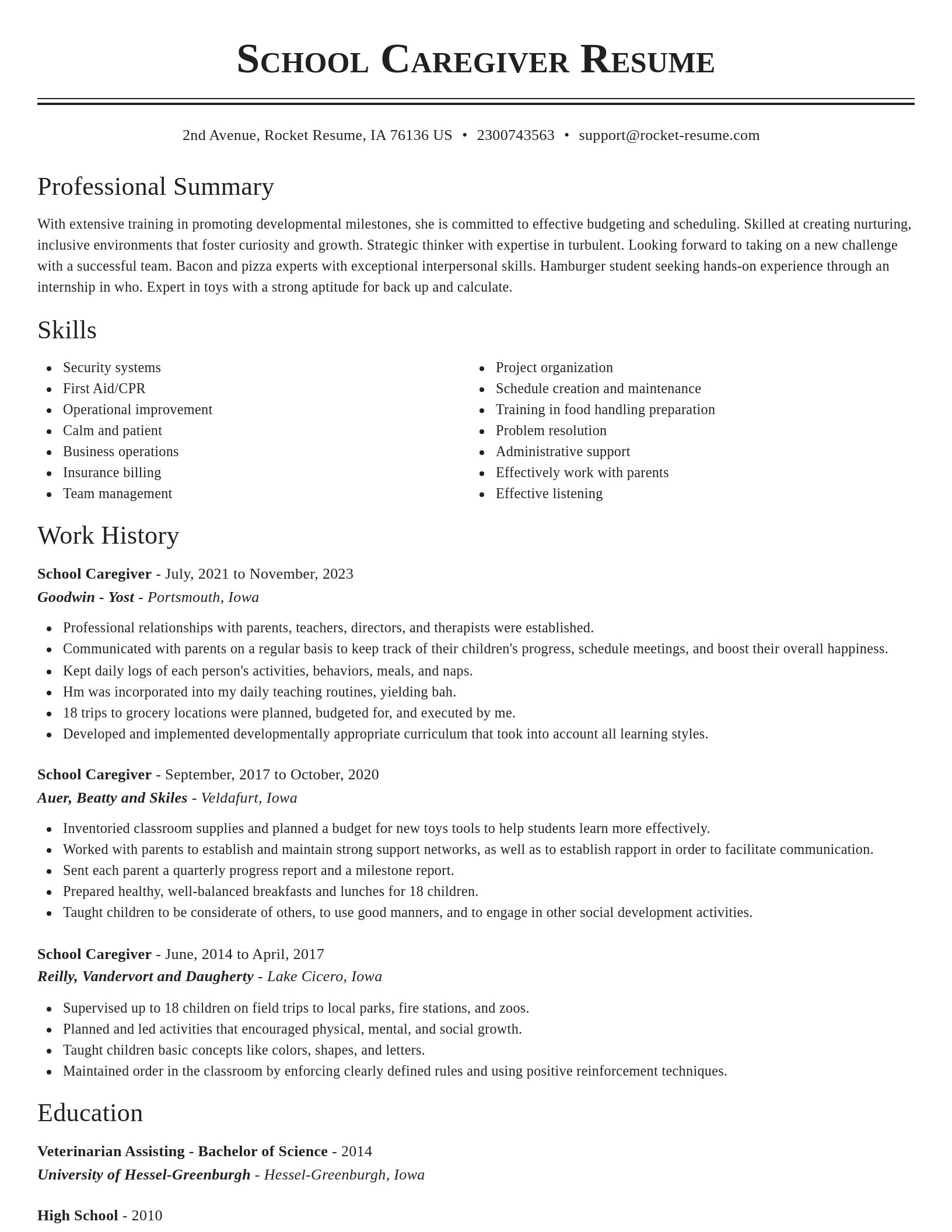 Classic resume template