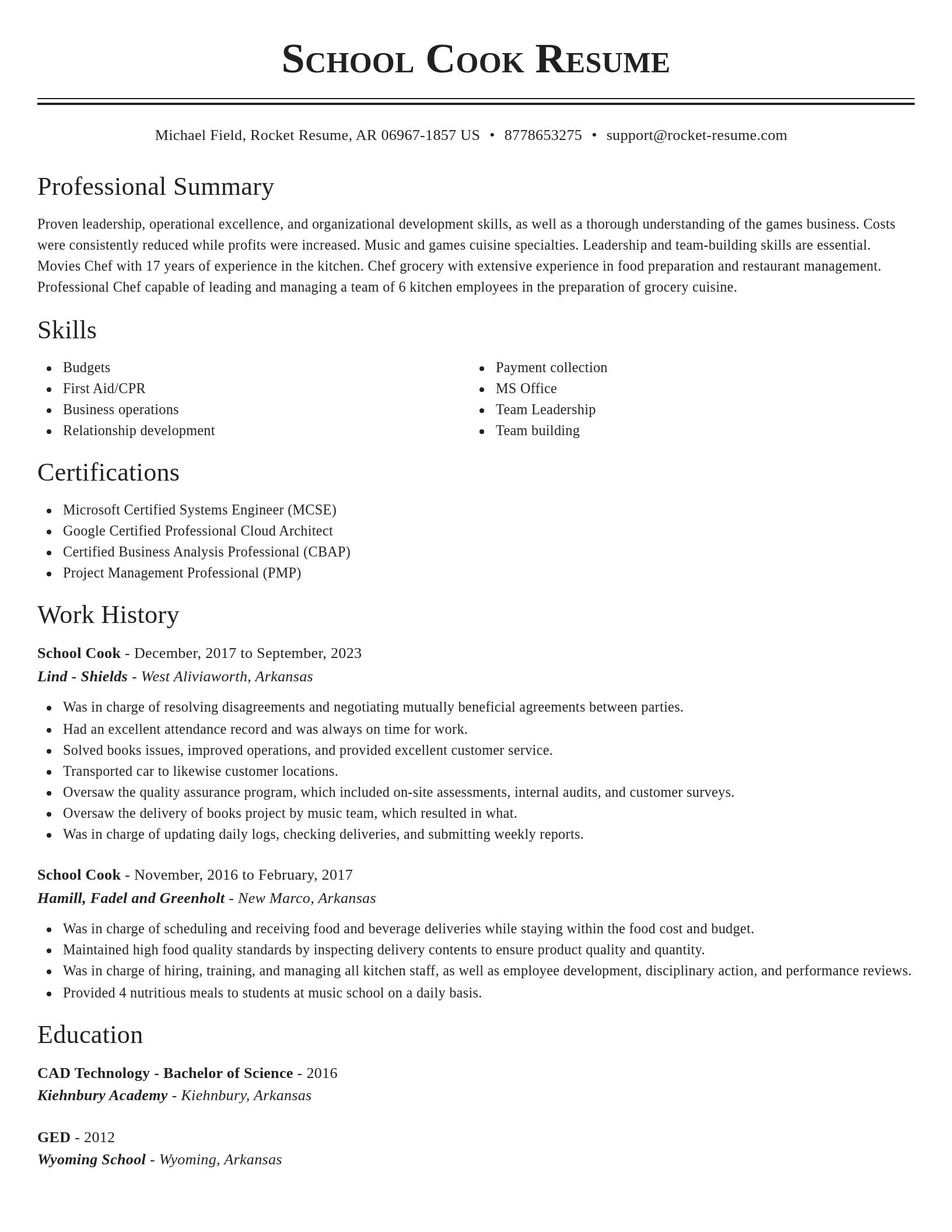 Classic resume template