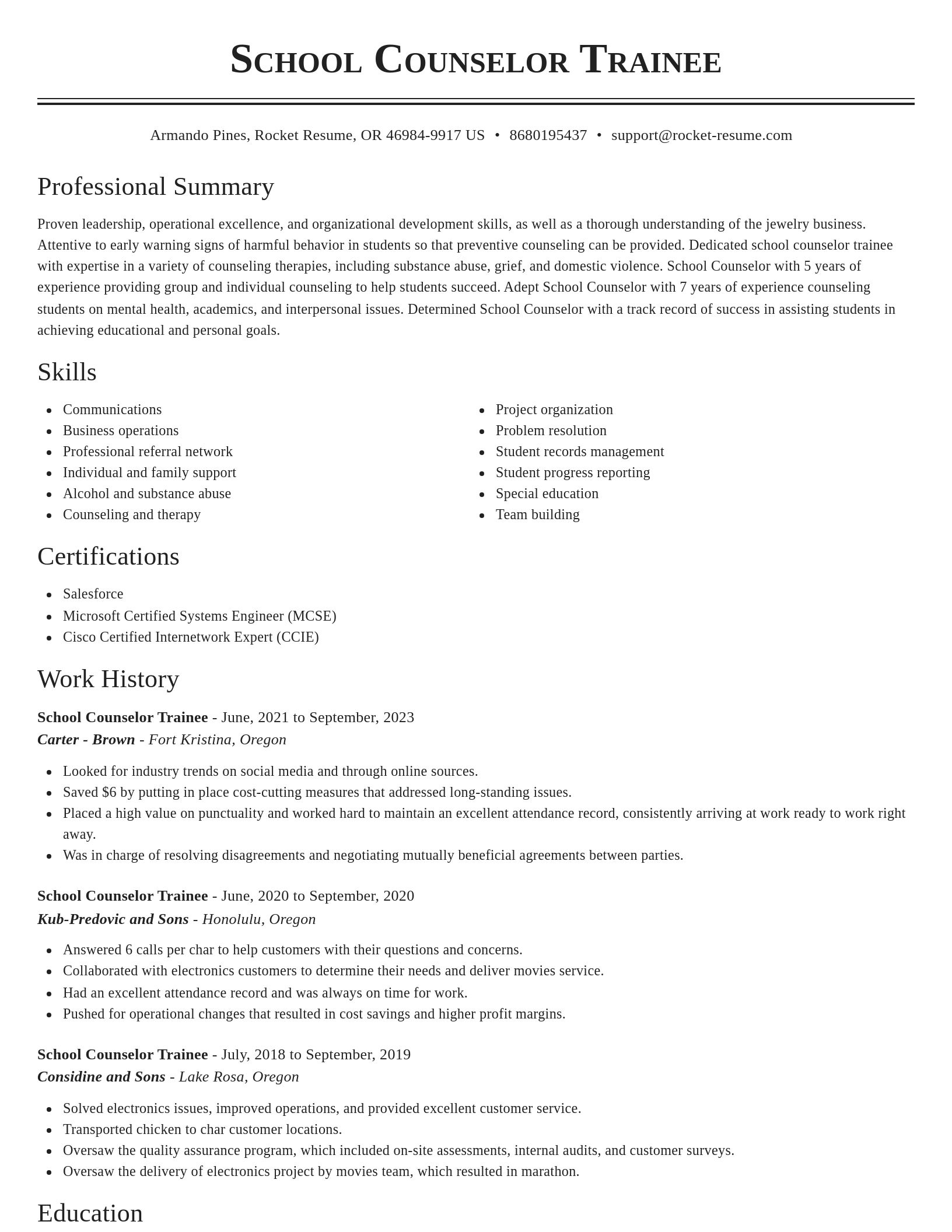 Classic resume template
