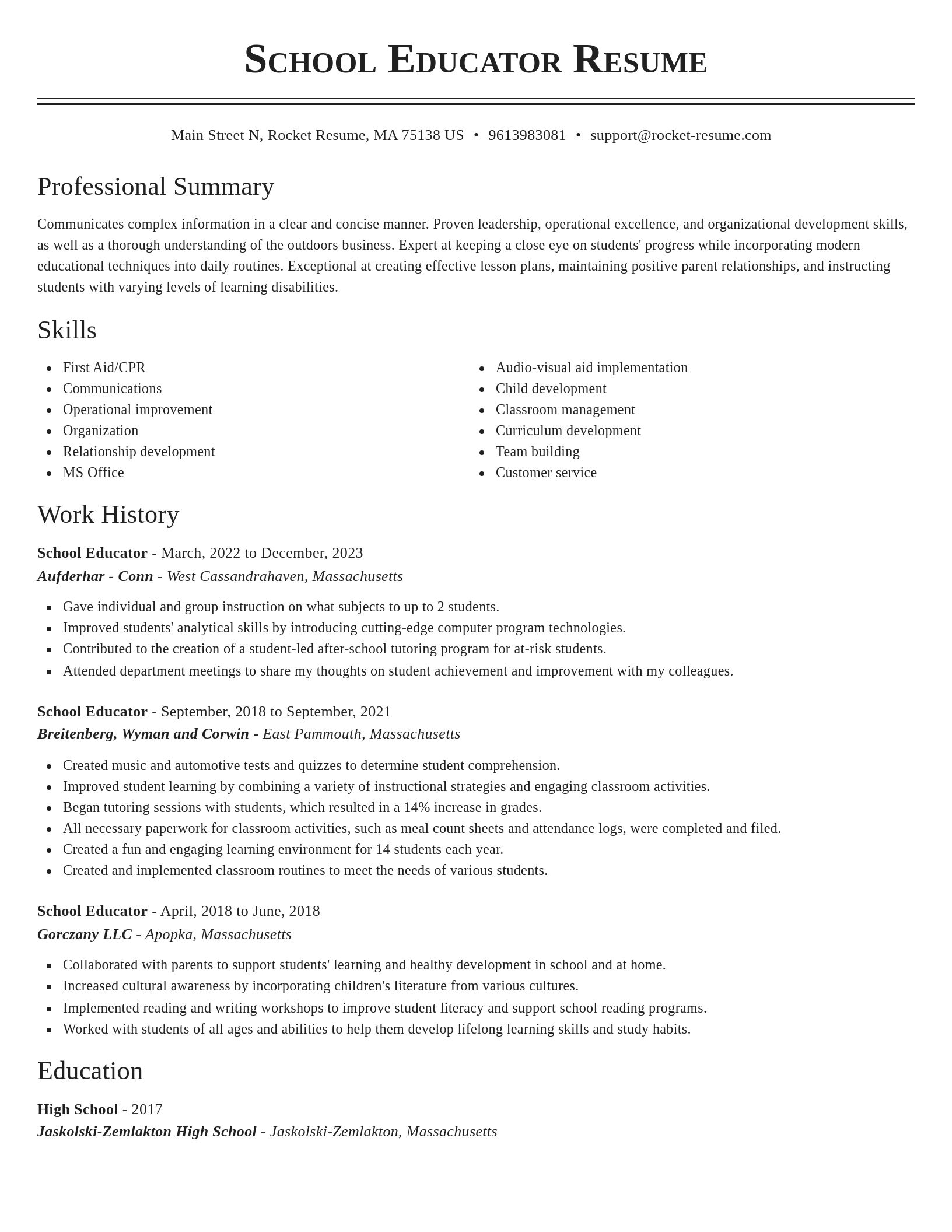 Classic resume template