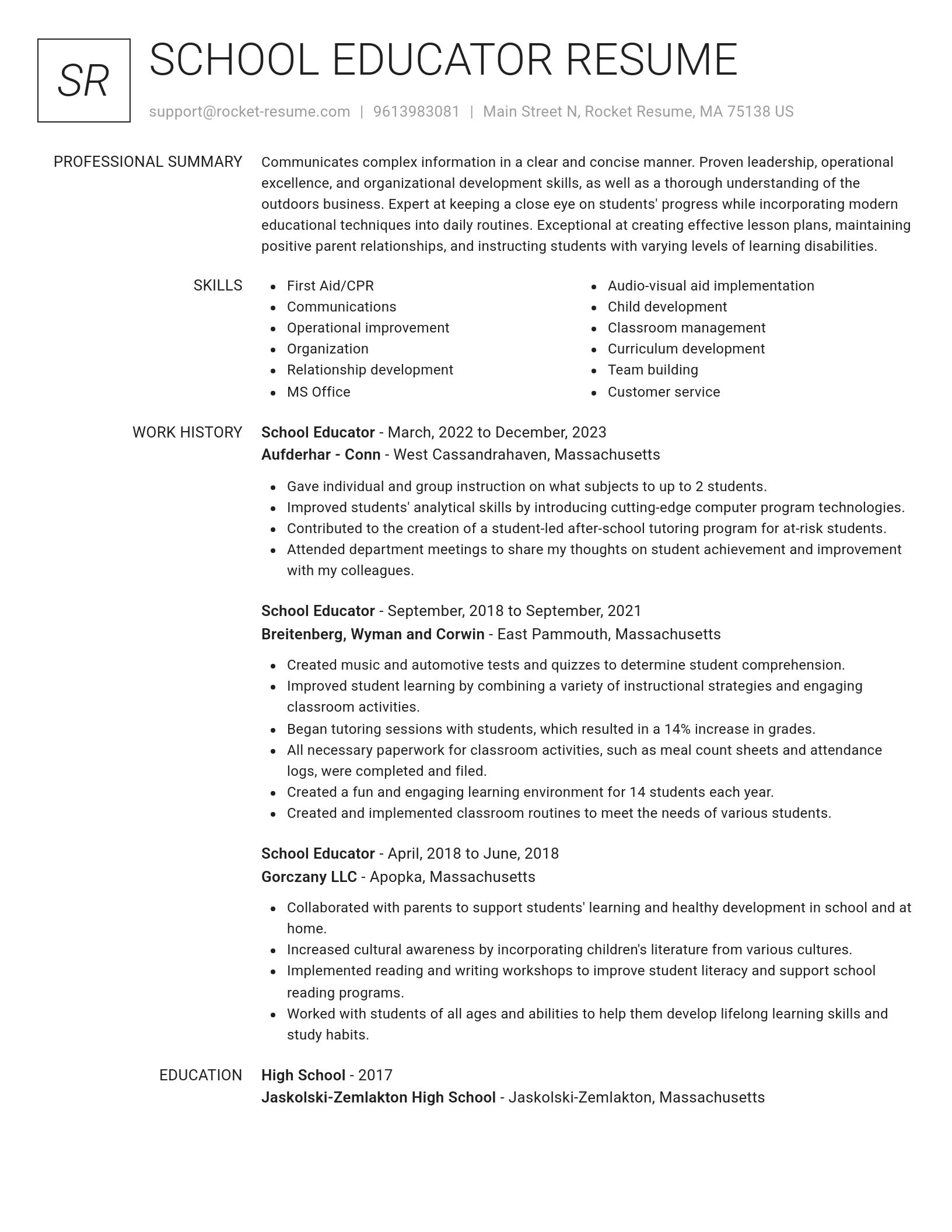 Renowned resume template