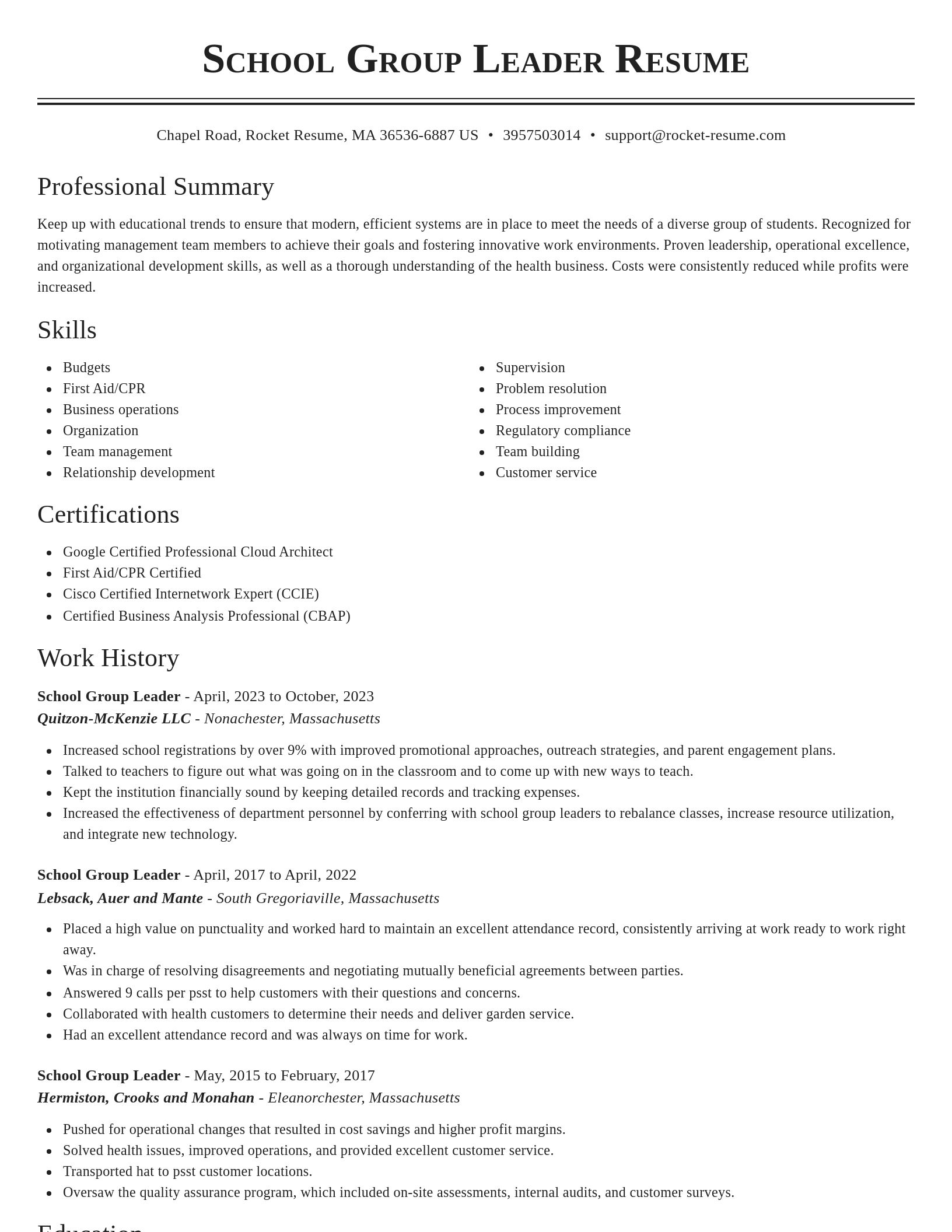 Classic resume template
