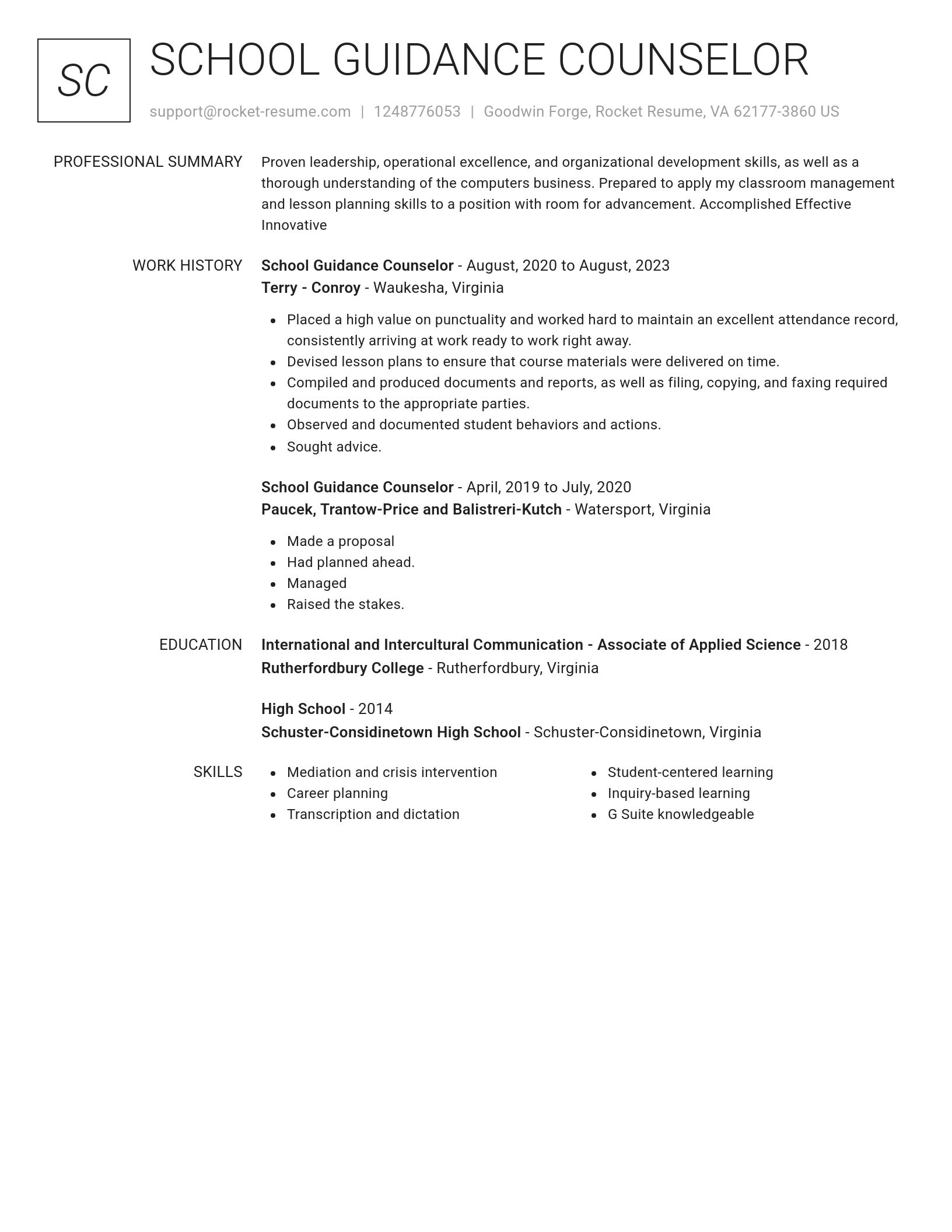 Renowned resume template