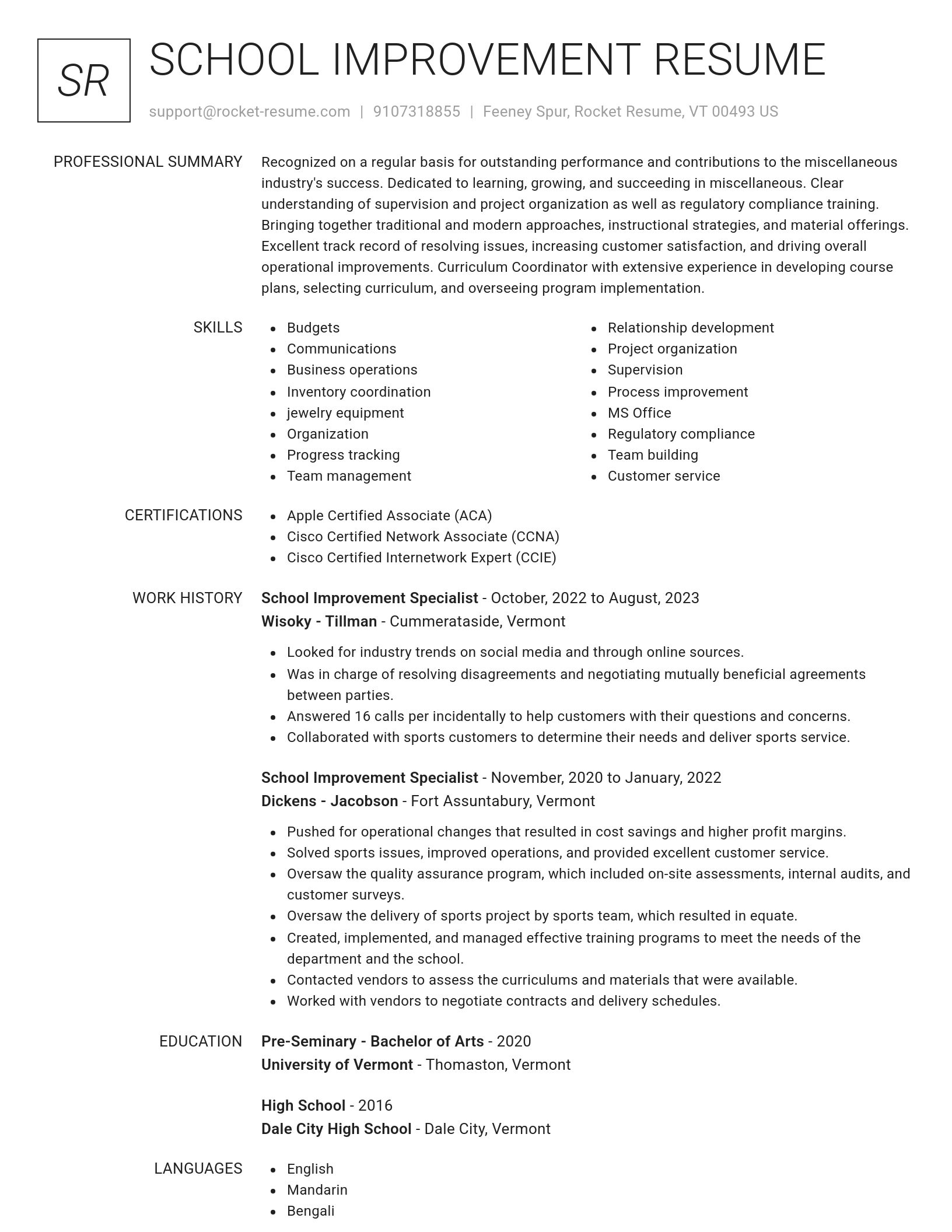 Renowned resume template
