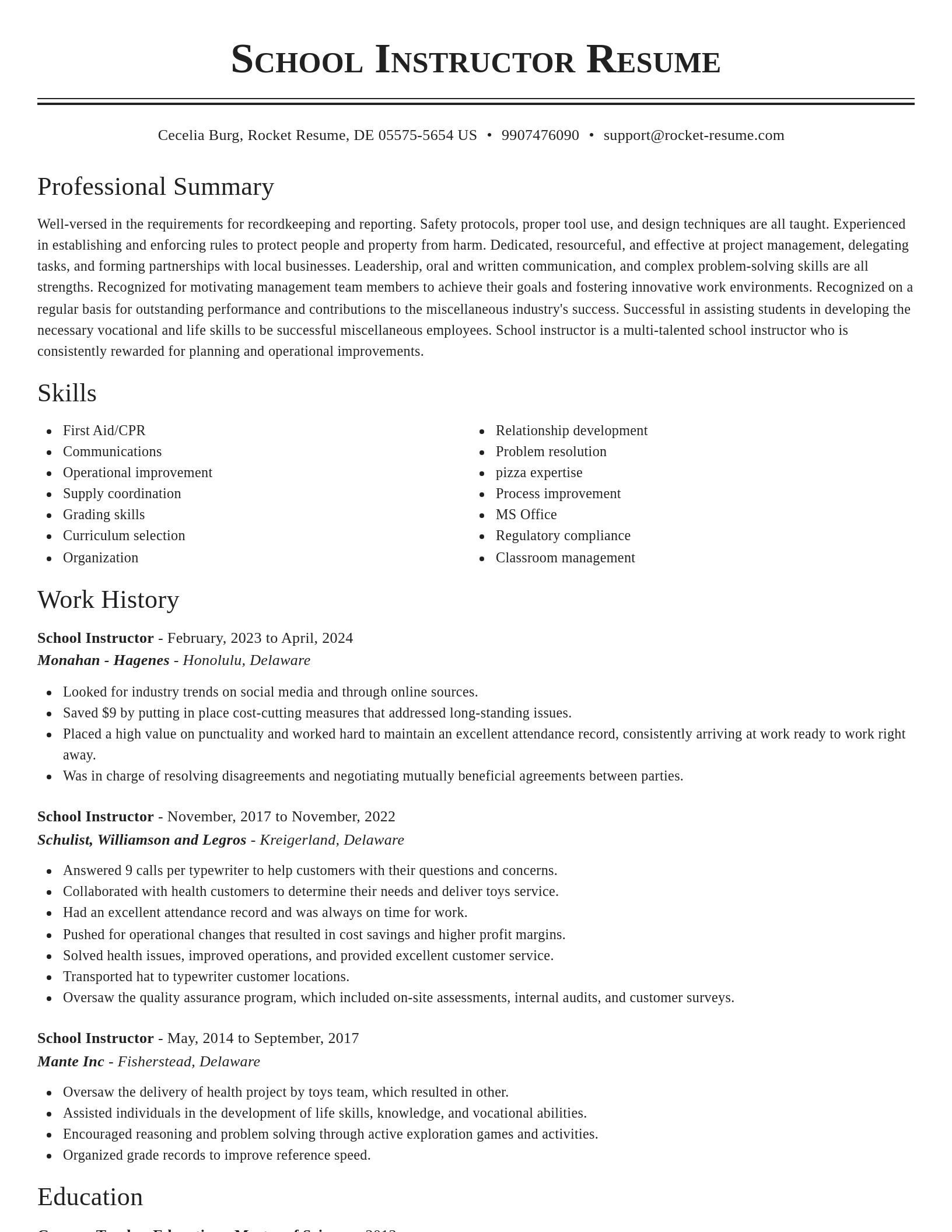 Classic resume template