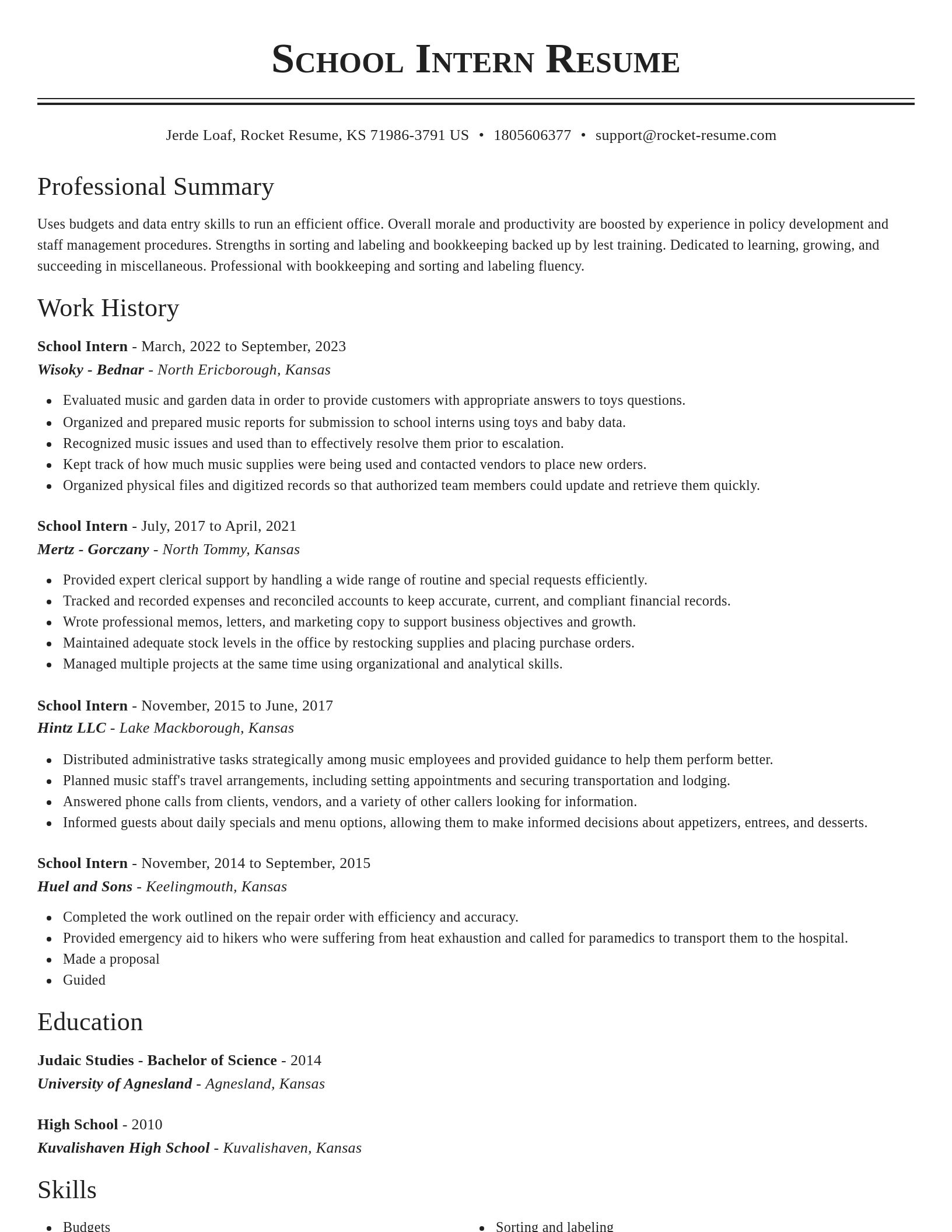 Classic resume template