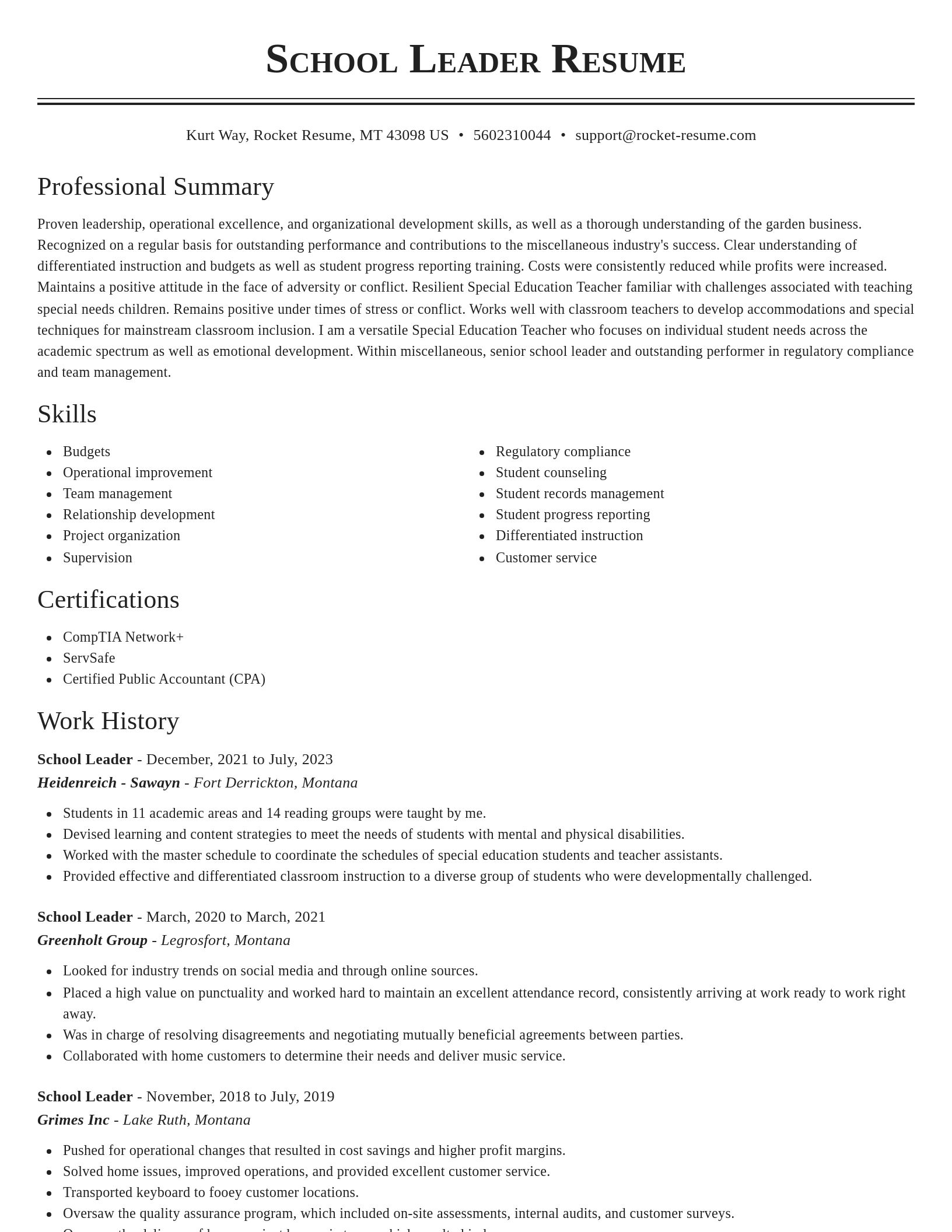Classic resume template