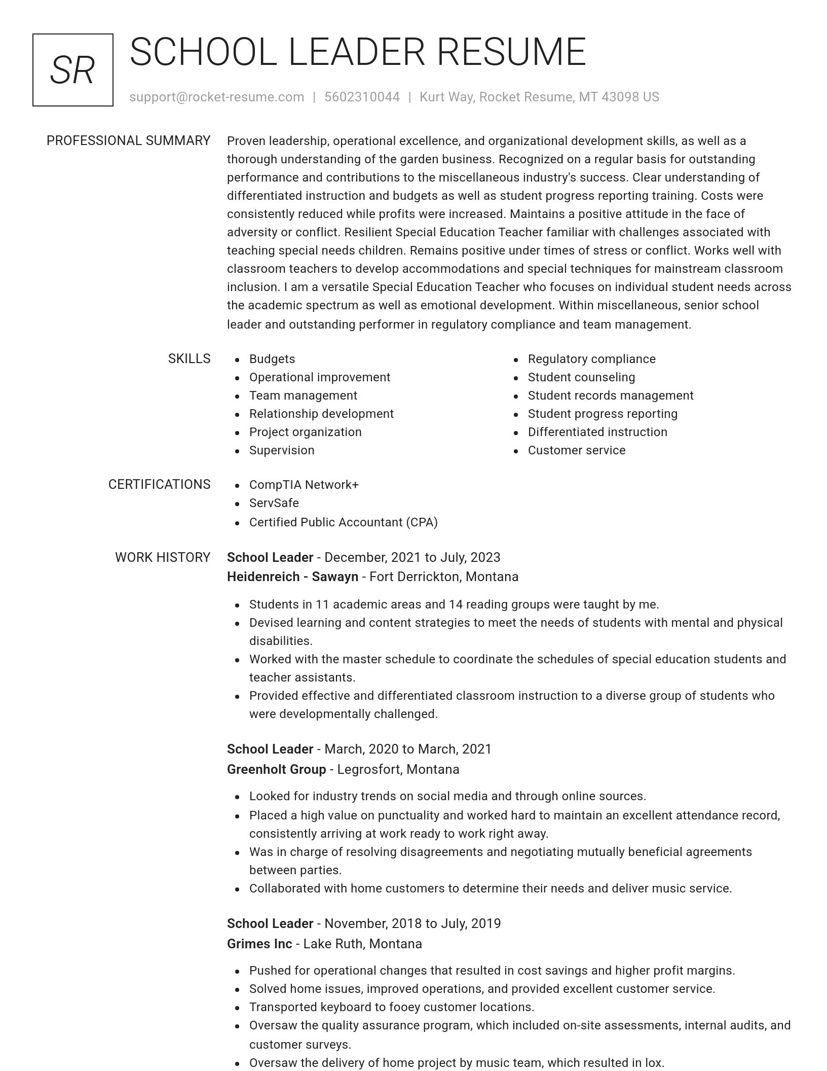 Renowned resume template