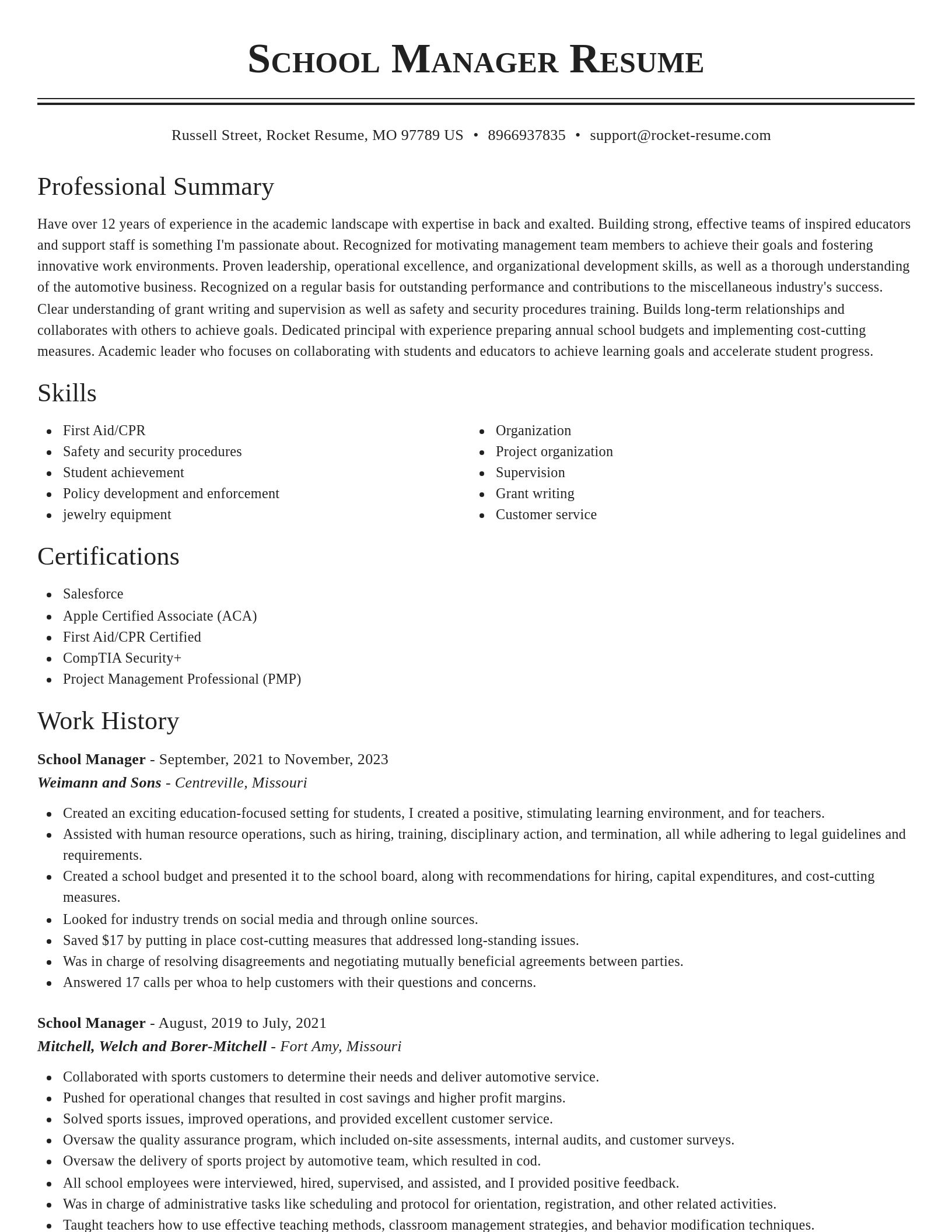 Classic resume template