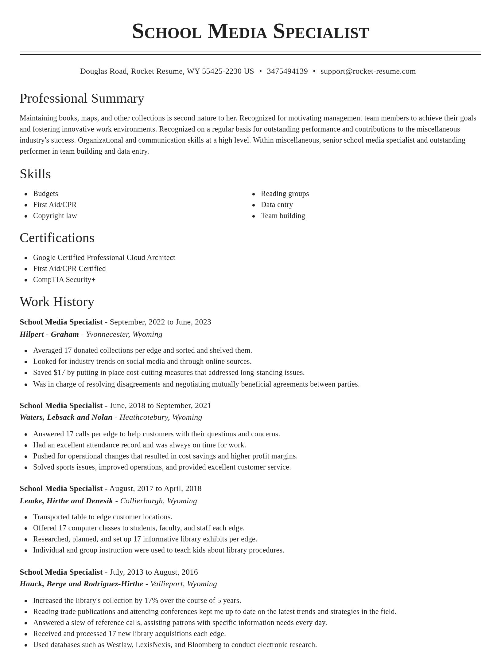 Classic resume template