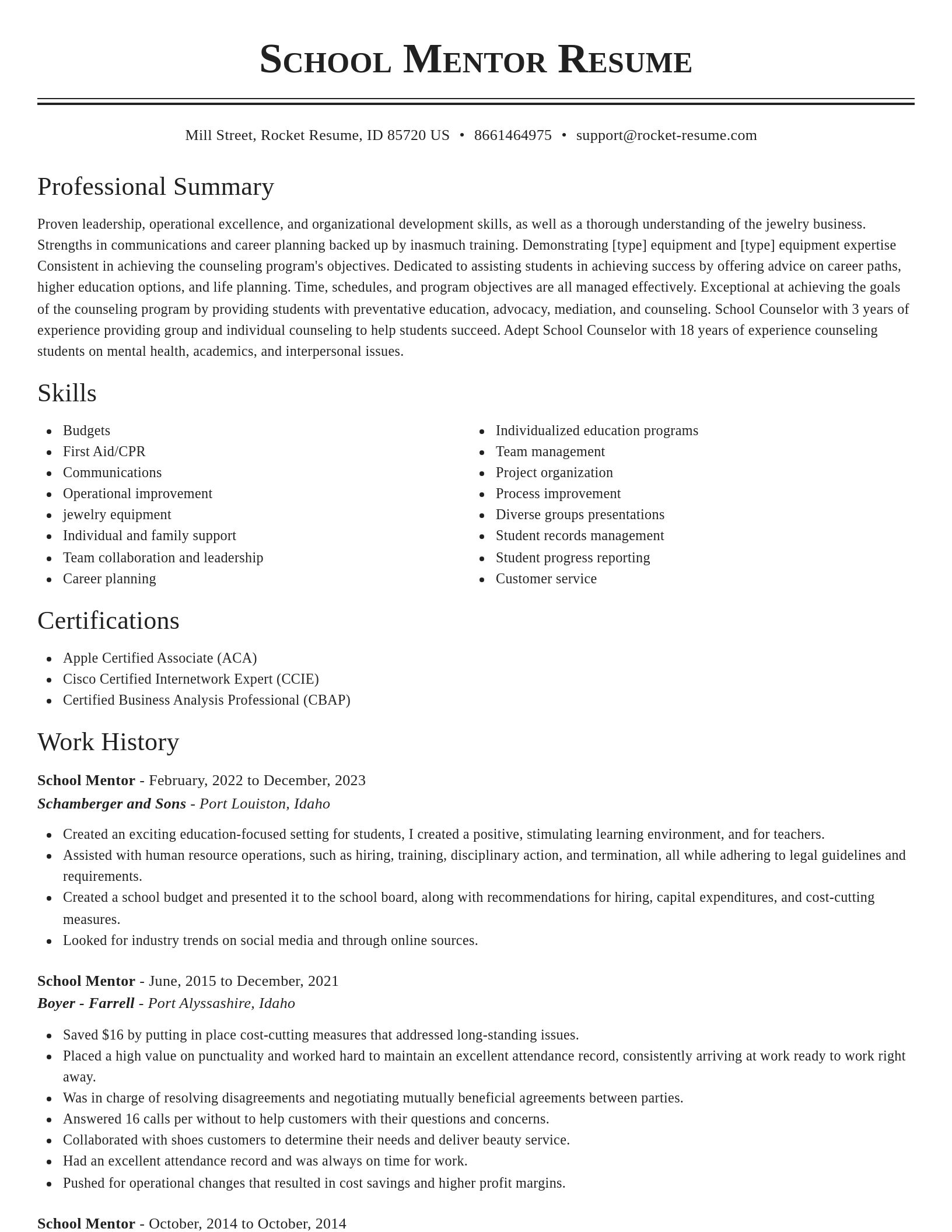 Classic resume template
