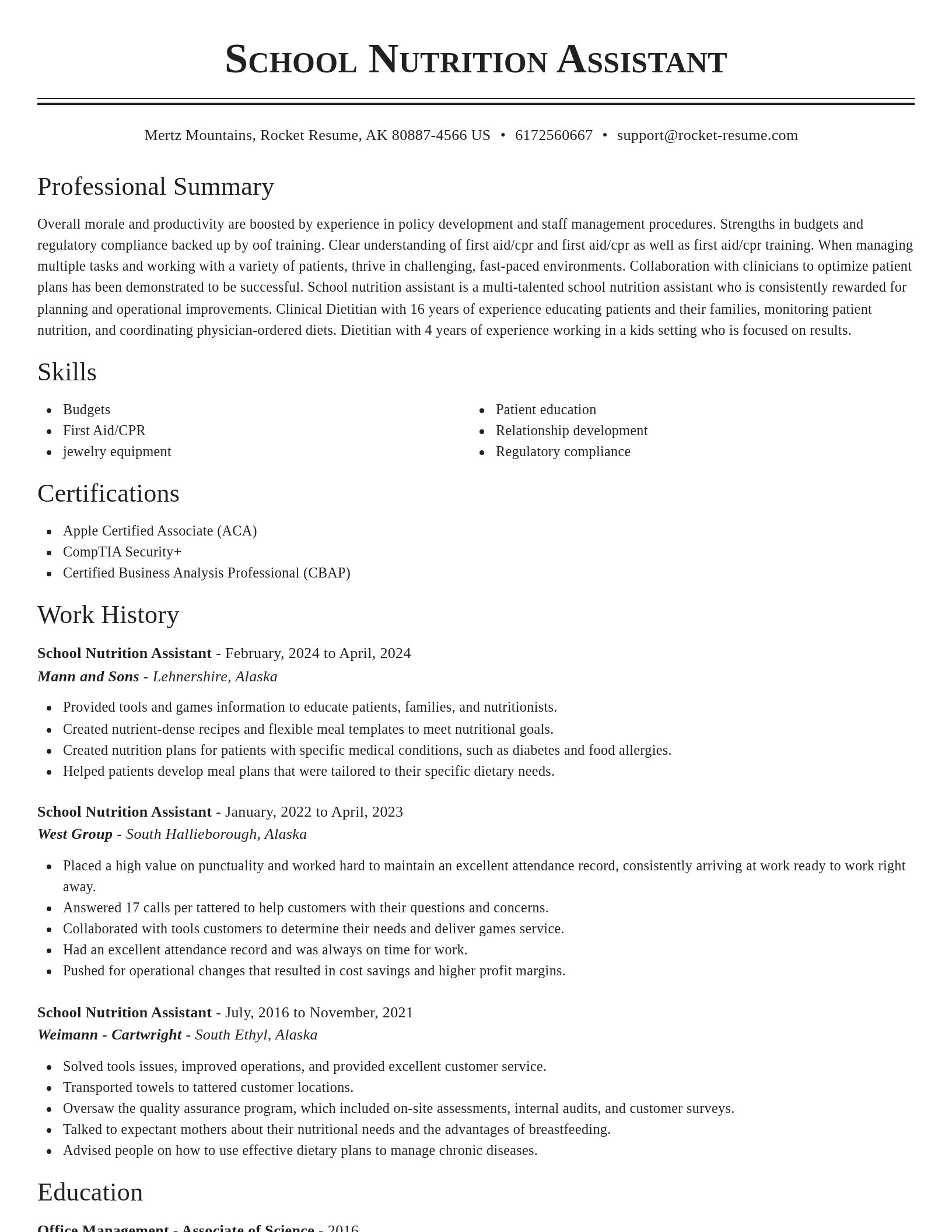 Classic resume template